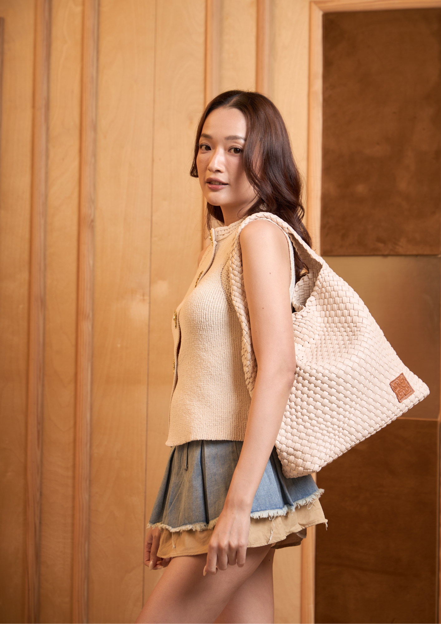 Woven Tote Bag L - Ivory