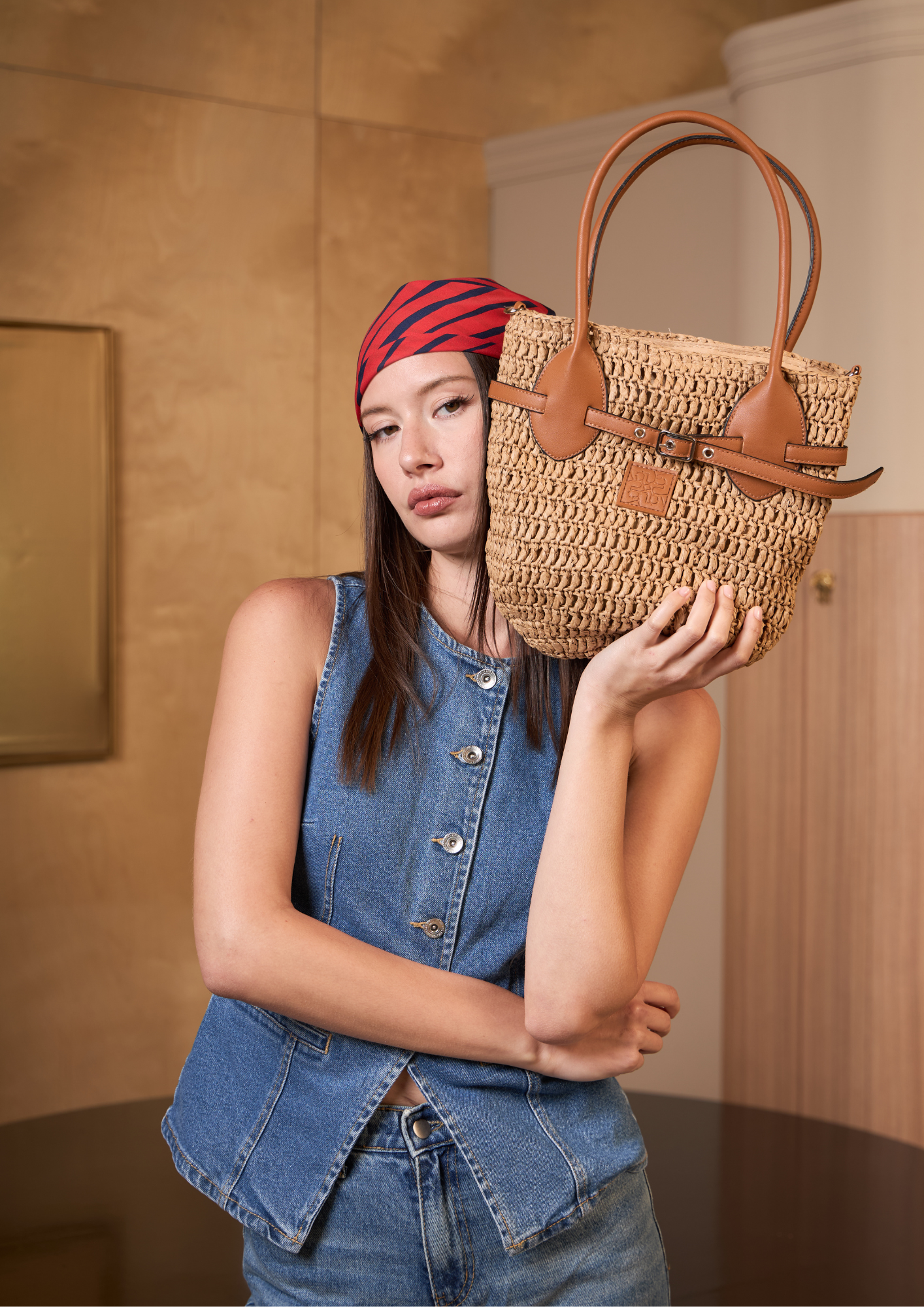 Everyday Earth – Straw Belt Tote Bag – Brown