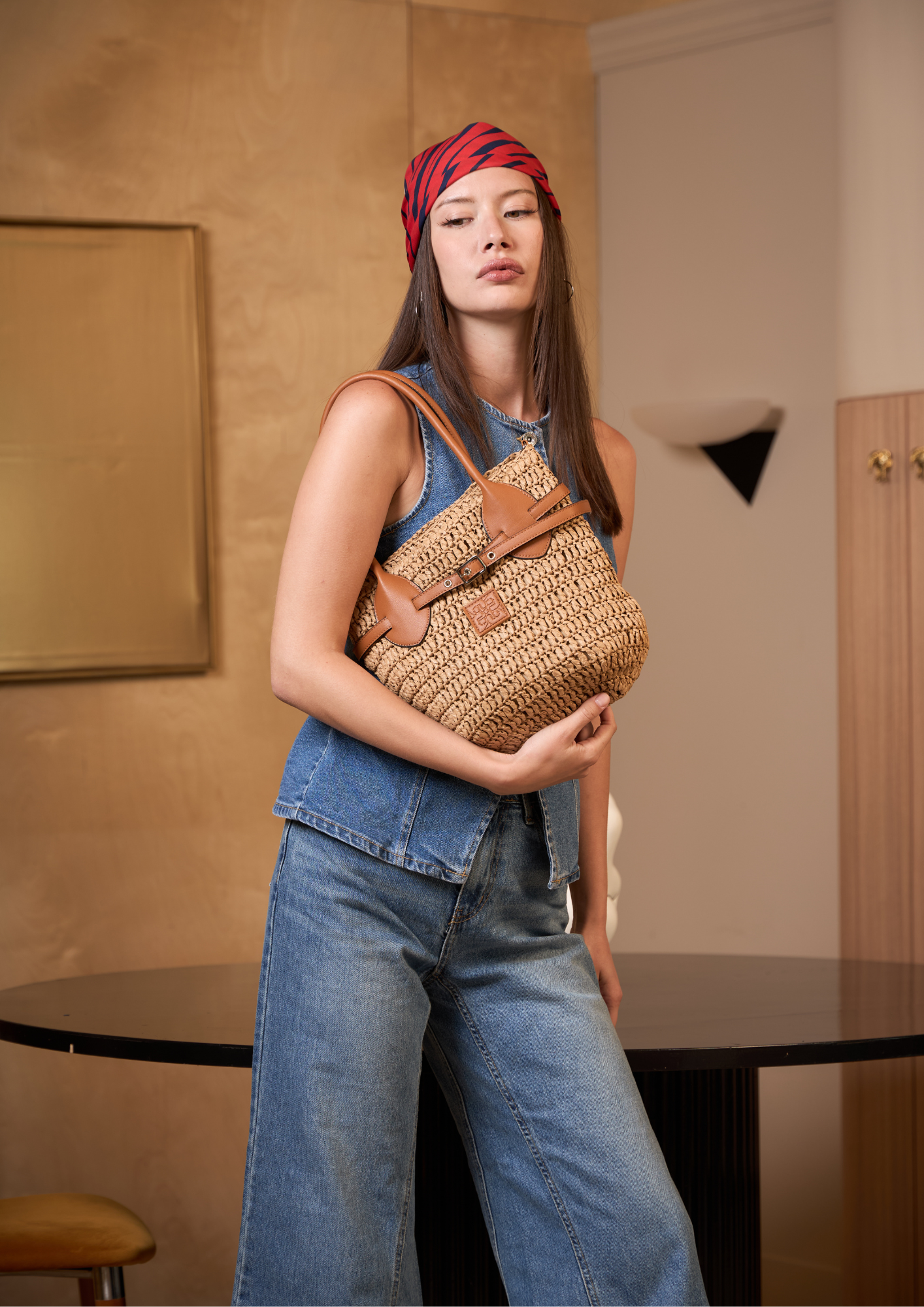 Everyday Earth – Straw Belt Tote Bag – Brown