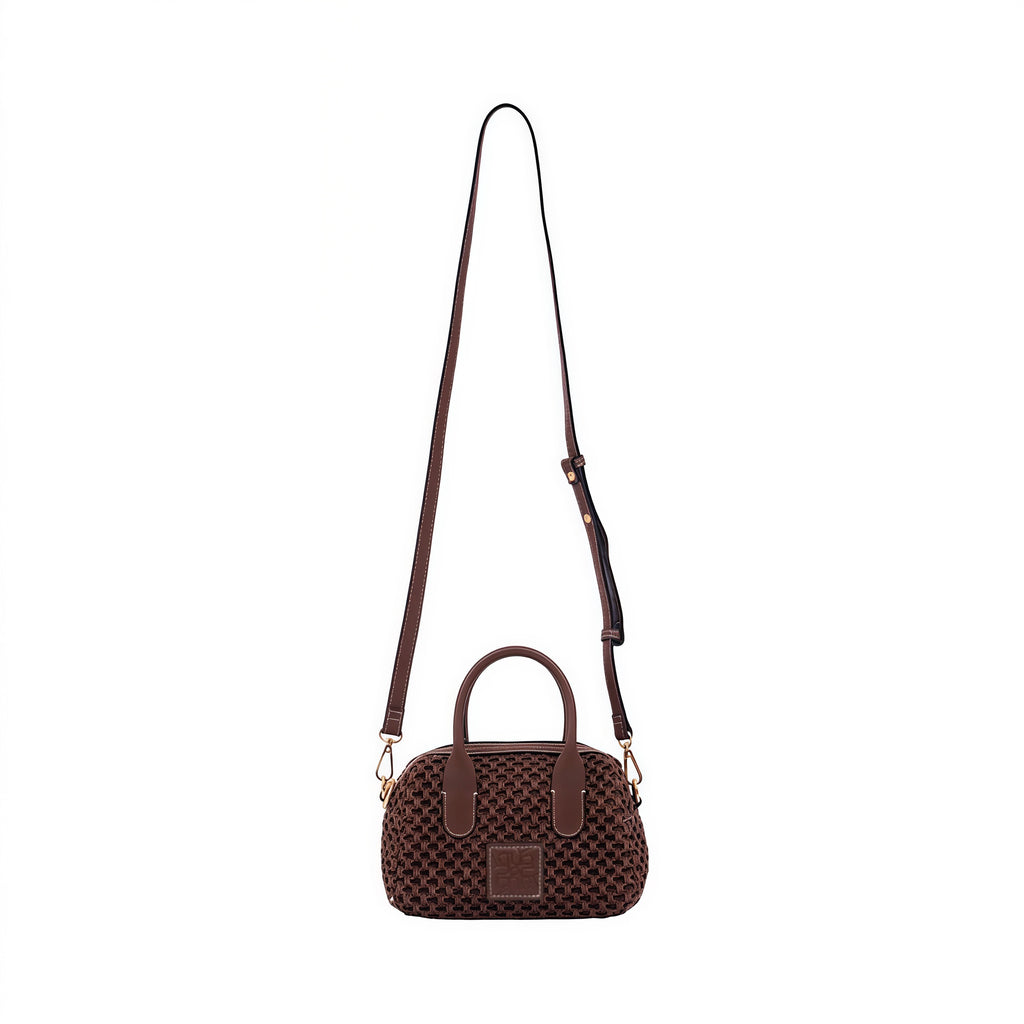 Everyday Earth – Straw Mini Boston Crossbody S – Mocha