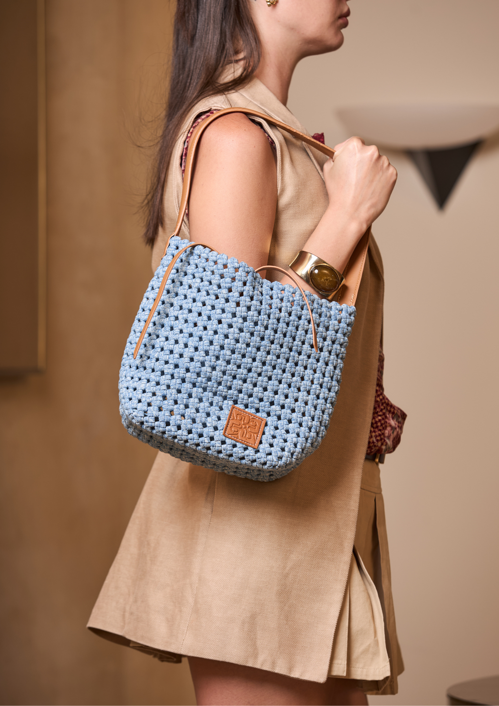 The Blue Nomad - Drift Denim Tote M- Powder Blue