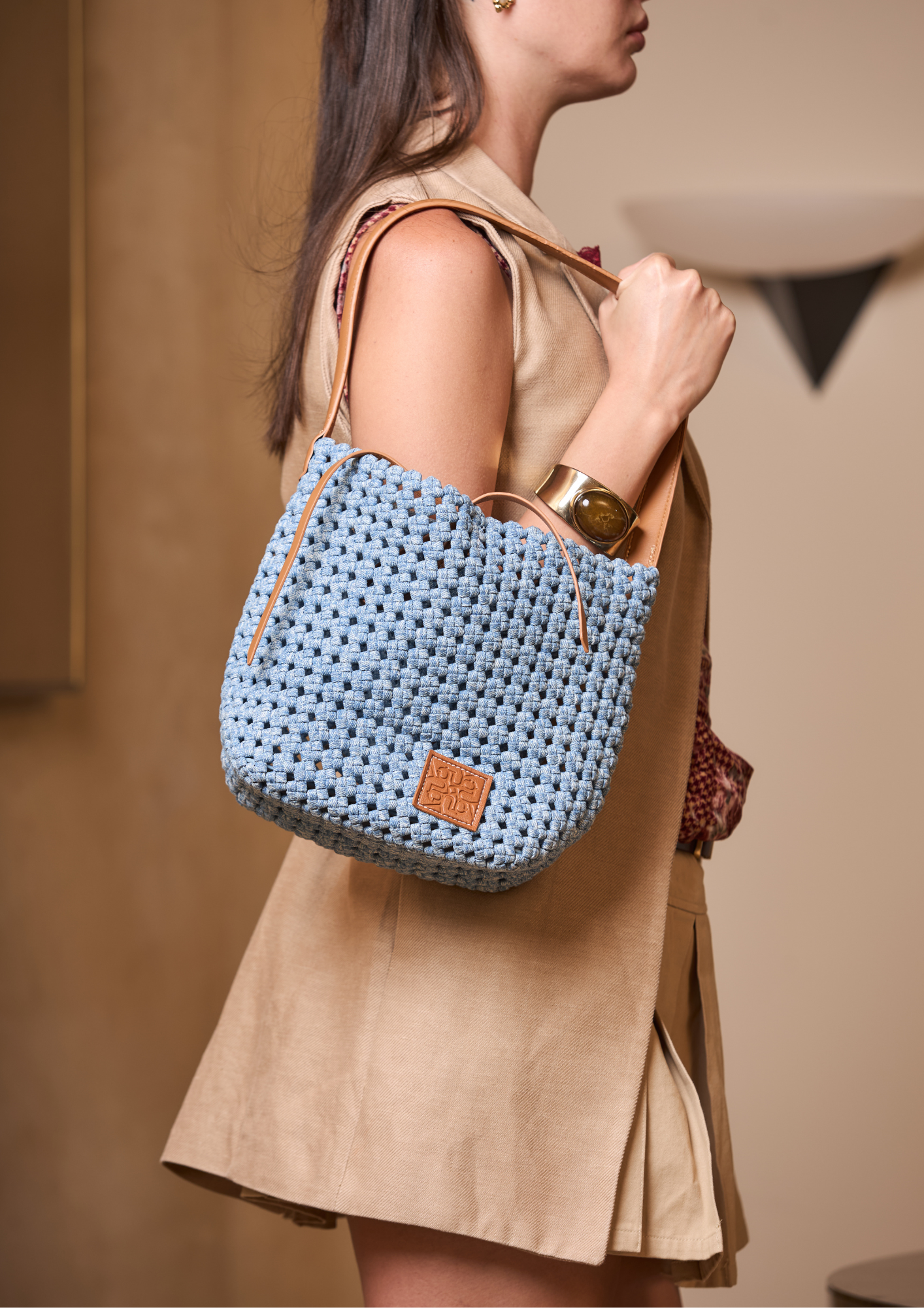 The Blue Nomad - Drift Denim Tote M- Powder Blue
