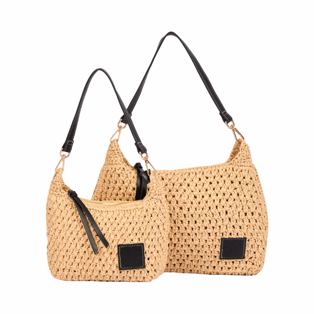Everyday Earth – Straw Crossbody Bag M – Black