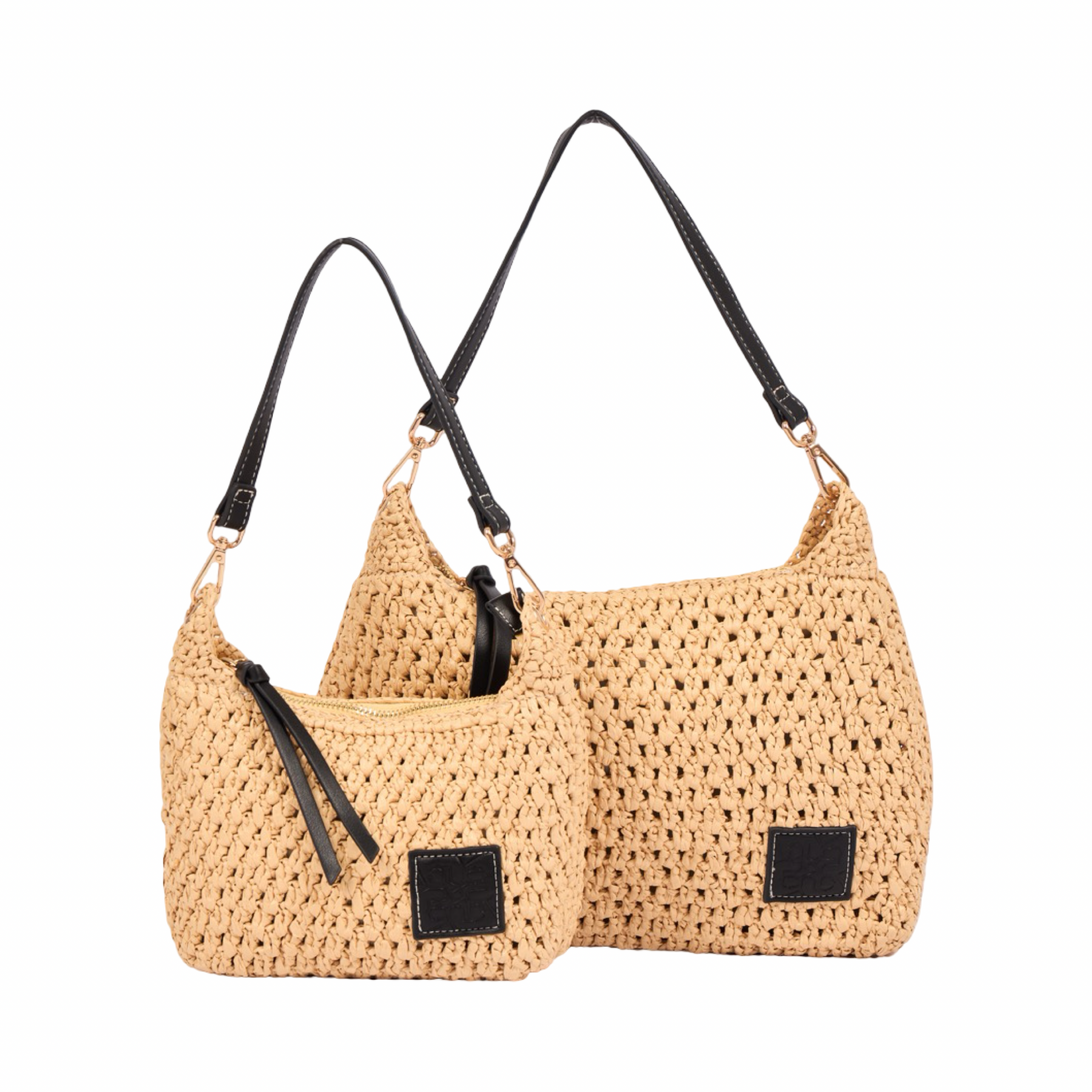 Everyday Earth – Straw Crossbody Bag M – Black