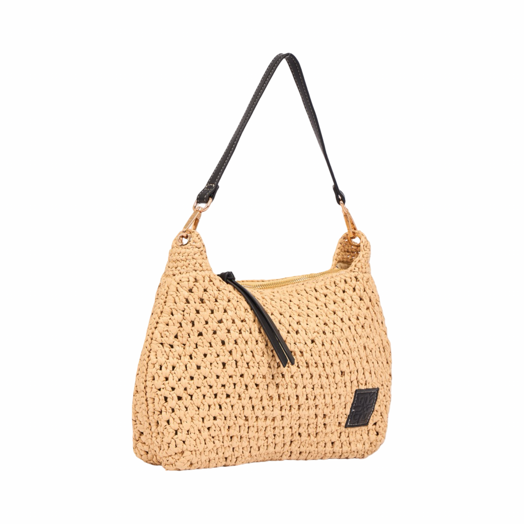 Everyday Earth – Straw Crossbody Bag M – Black