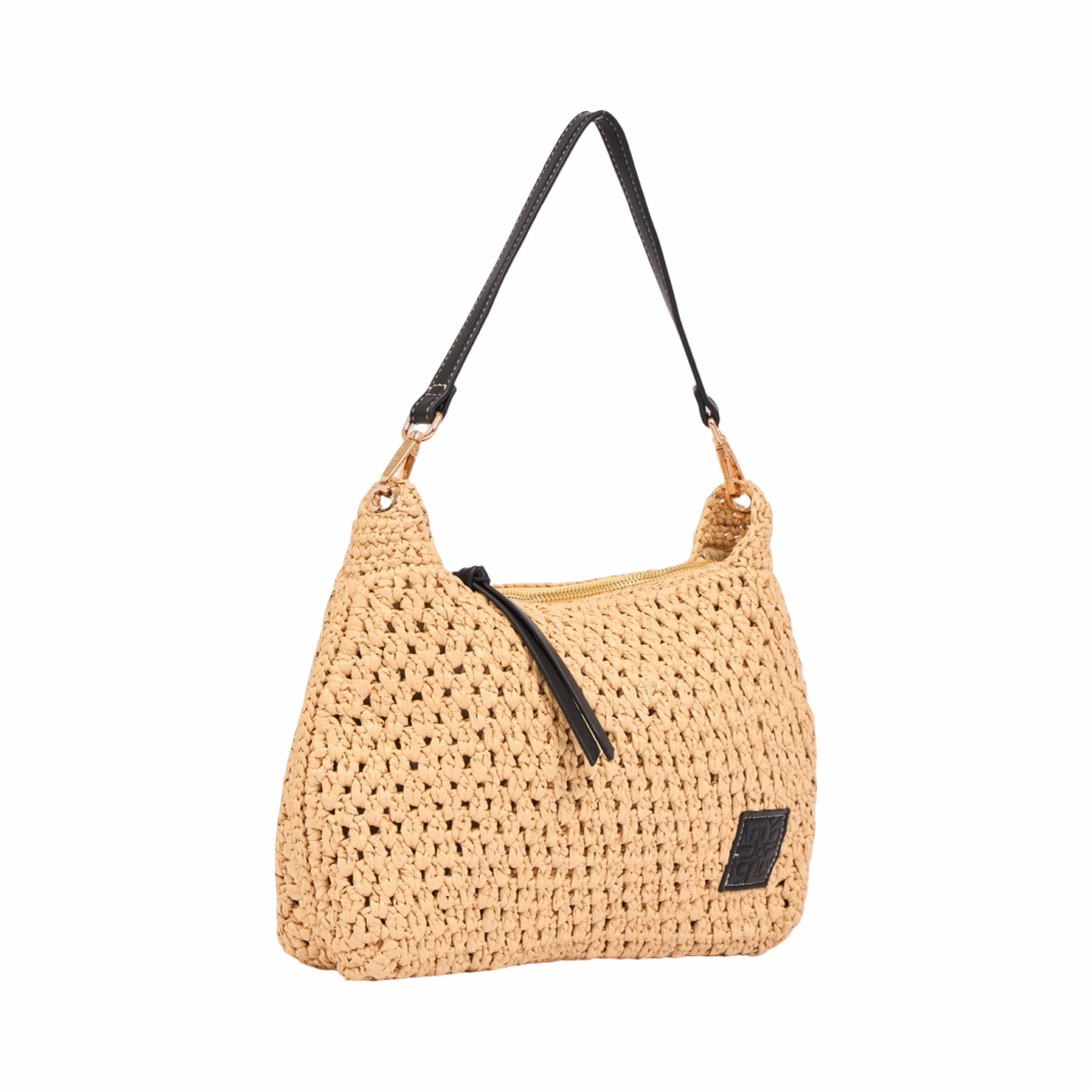Everyday Earth – Straw Crossbody Bag M – Black