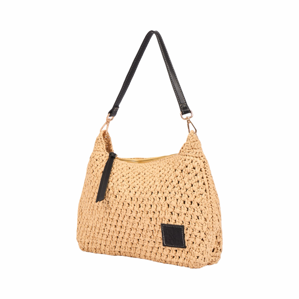 Everyday Earth – Straw Crossbody Bag M – Black