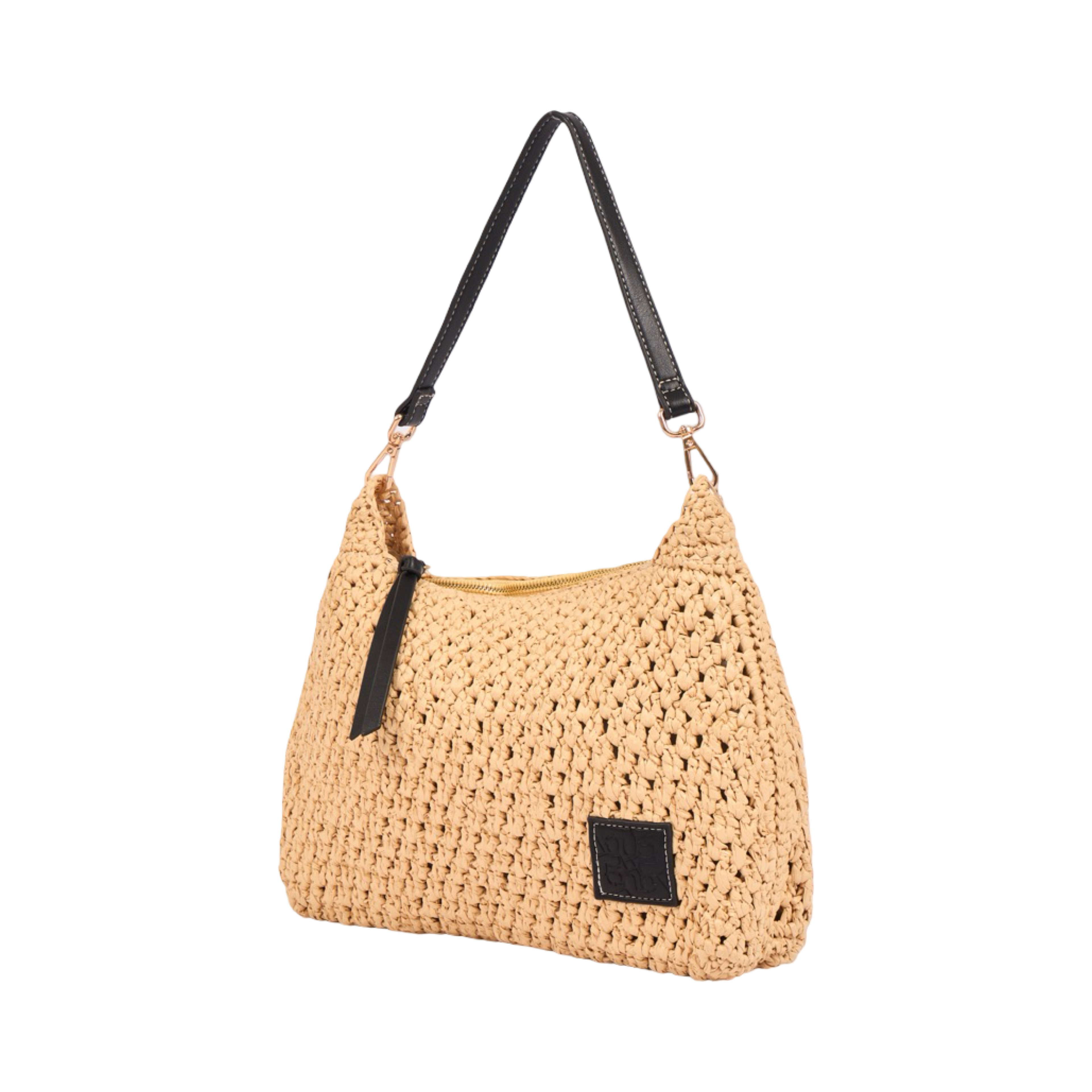 Everyday Earth – Straw Crossbody Bag M – Black