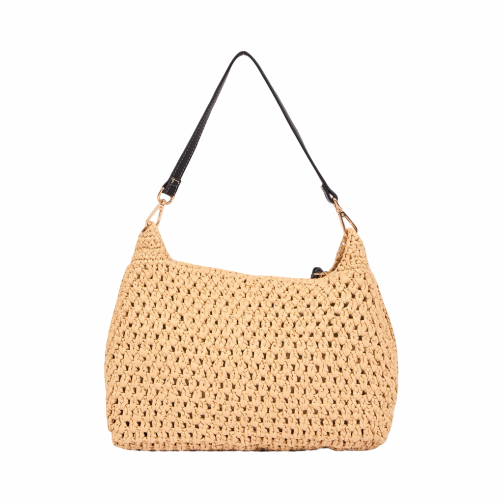 Everyday Earth – Straw Crossbody Bag M – Black
