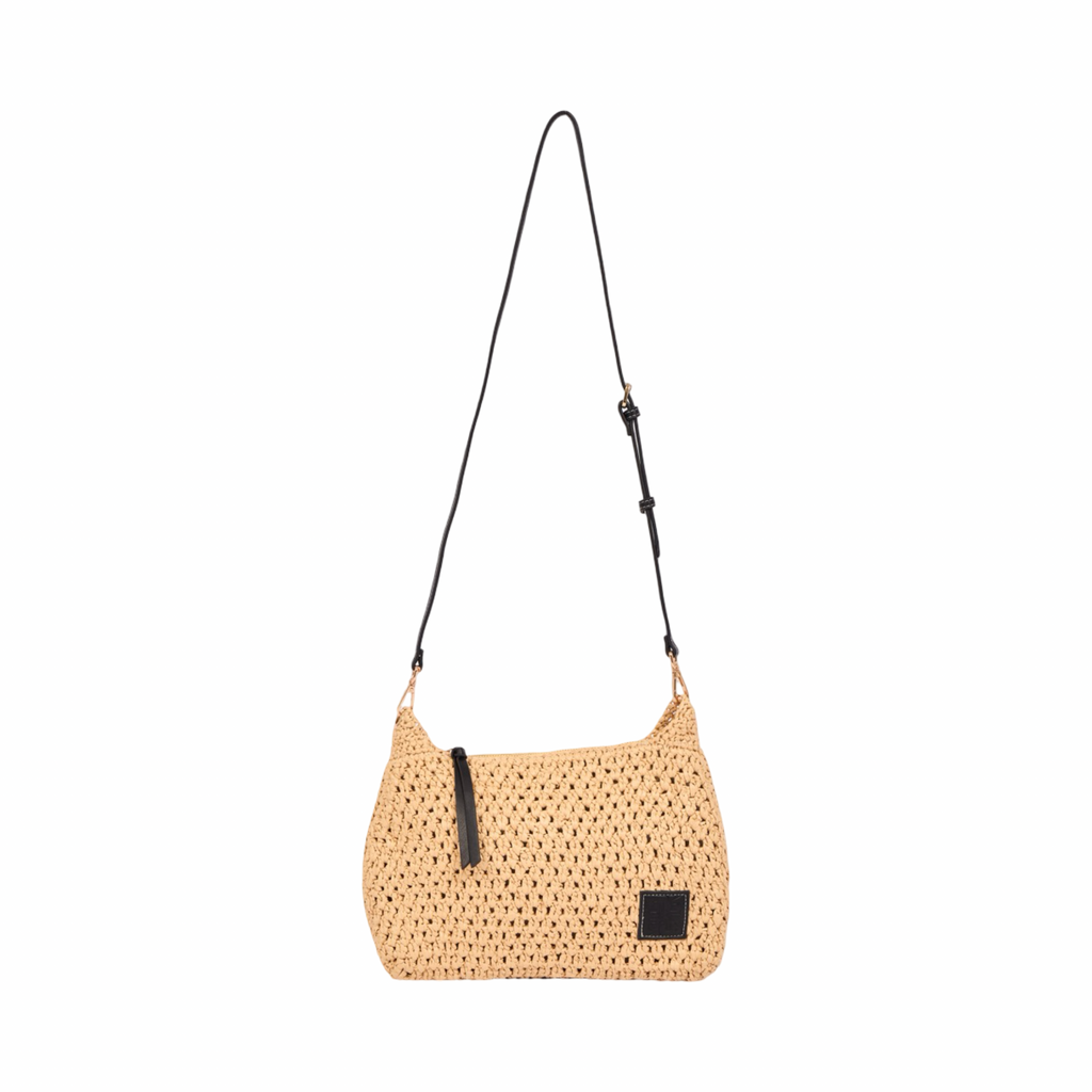 Everyday Earth – Straw Crossbody Bag M – Black