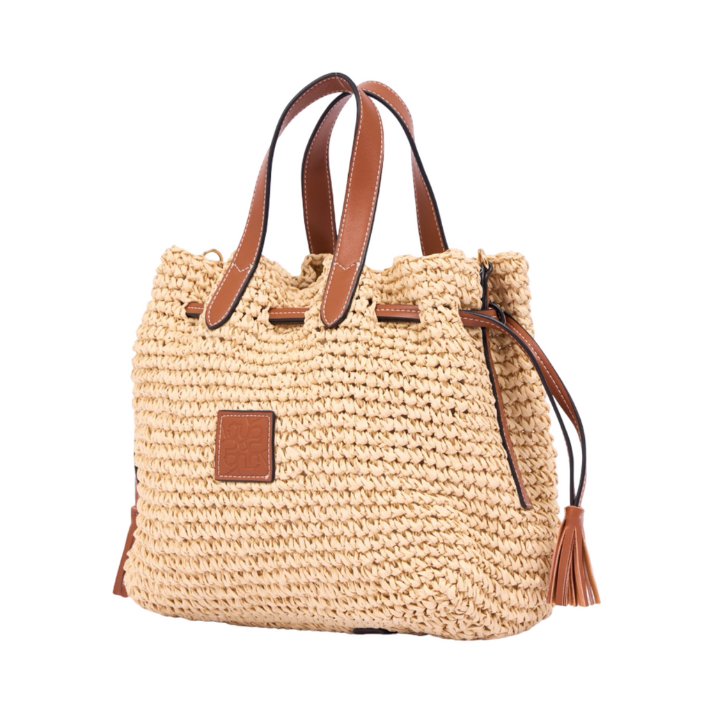 Everyday Earth – Straw Bucket Shoulder Bag – Brown