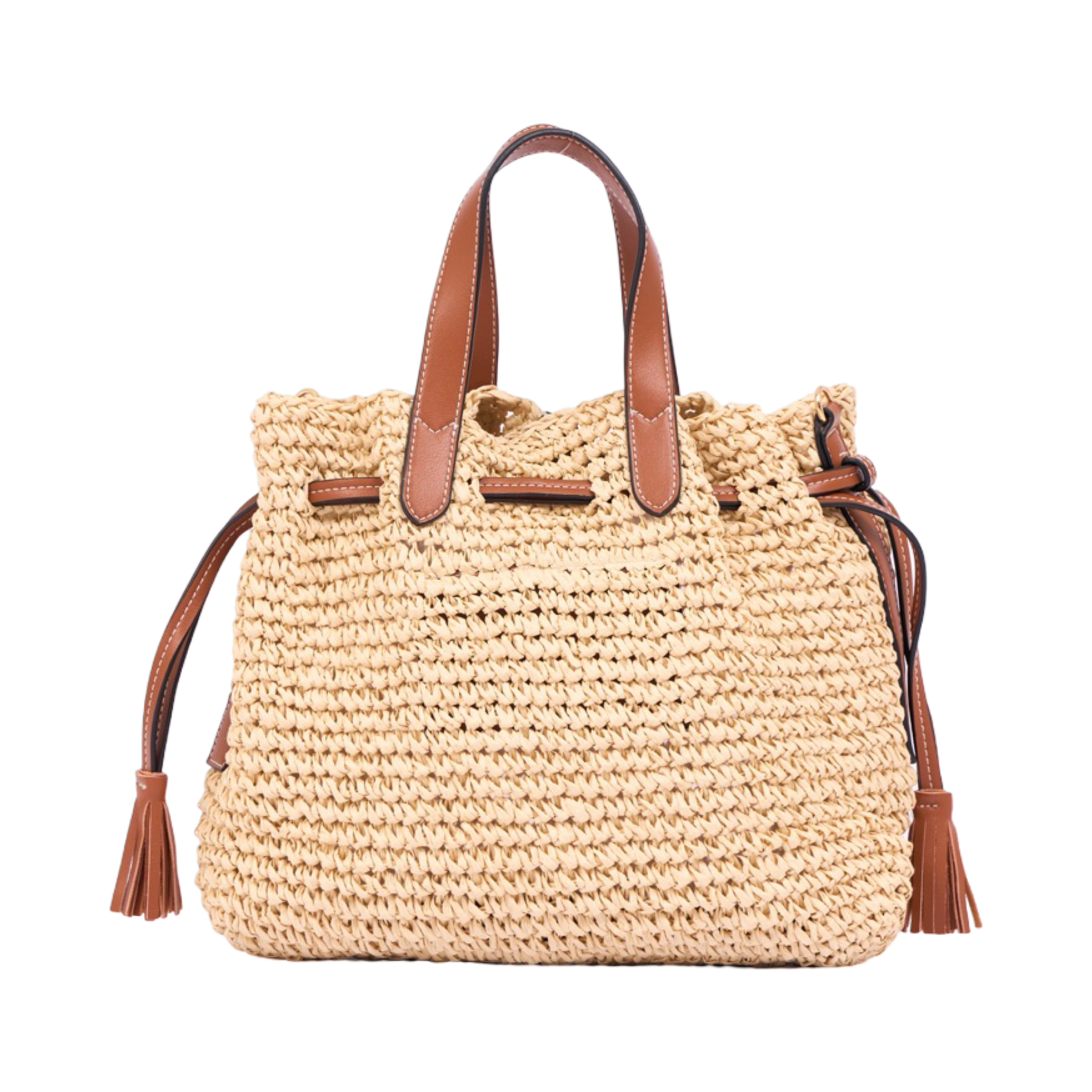 Everyday Earth – Straw Bucket Shoulder Bag – Brown