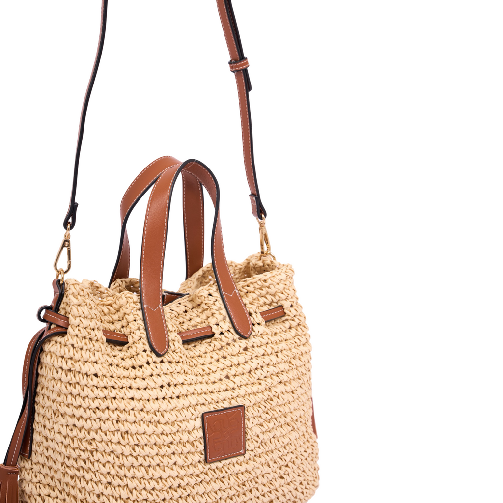 Everyday Earth – Straw Bucket Shoulder Bag – Brown