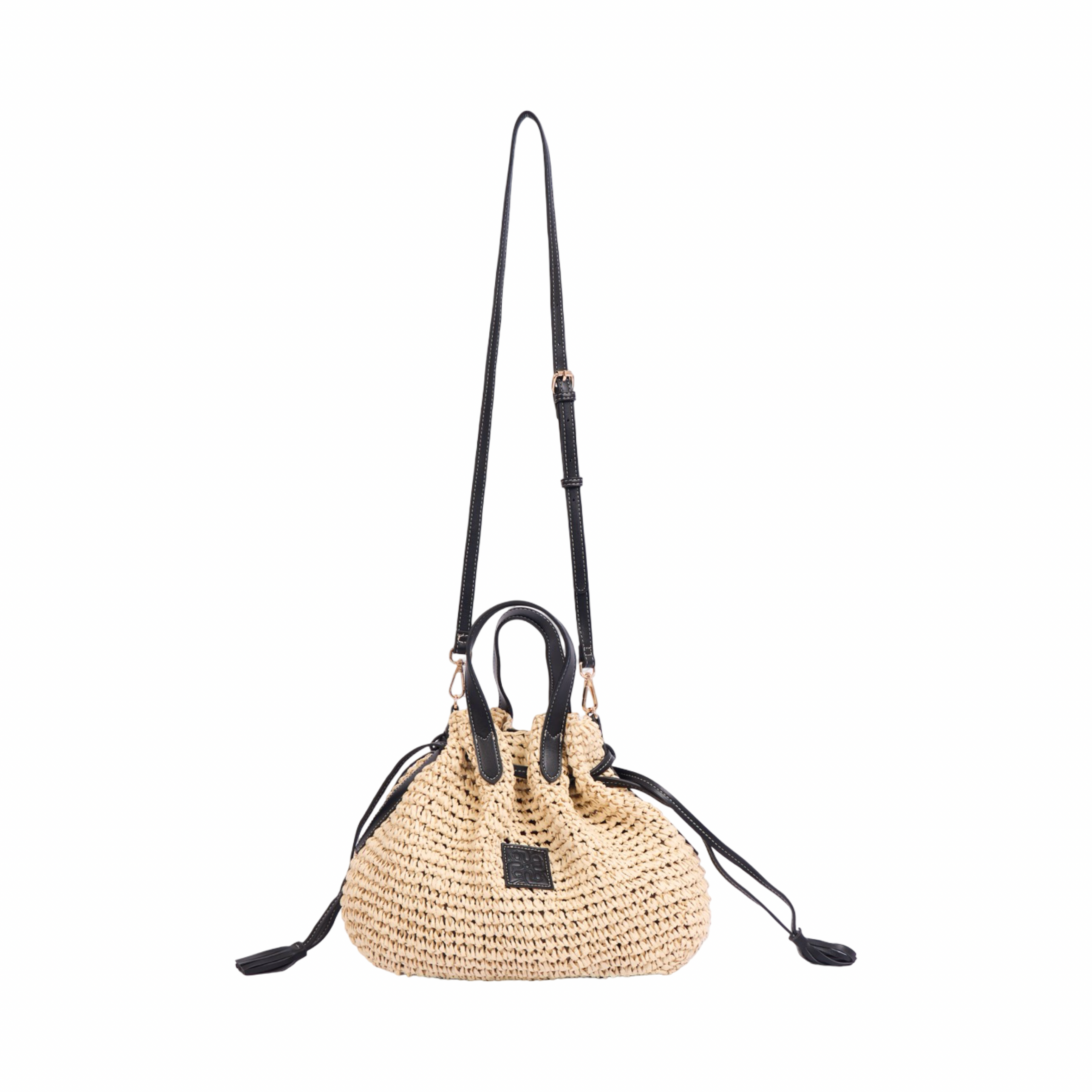 Artisan Vovage – Straw Bucket Shoulder Bag – Black
