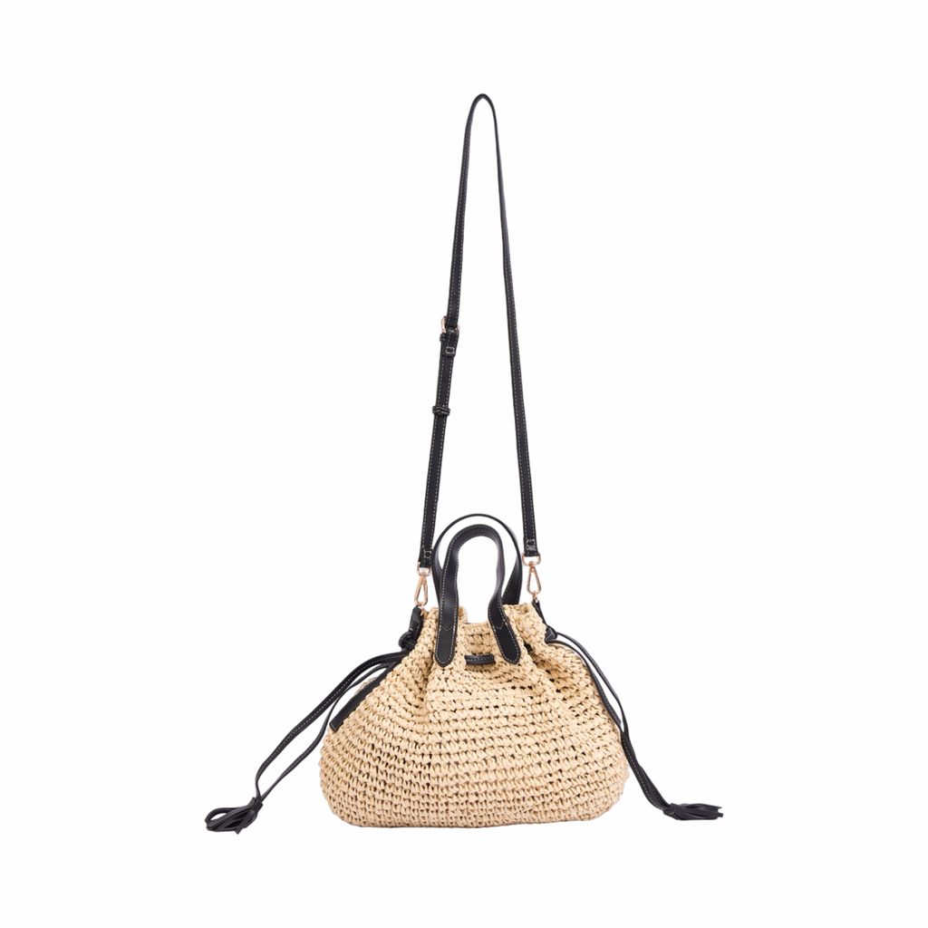 Artisan Vovage – Straw Bucket Shoulder Bag – Black