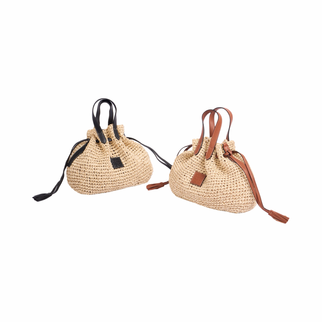 Artisan Vovage – Straw Bucket Shoulder Bag – Black