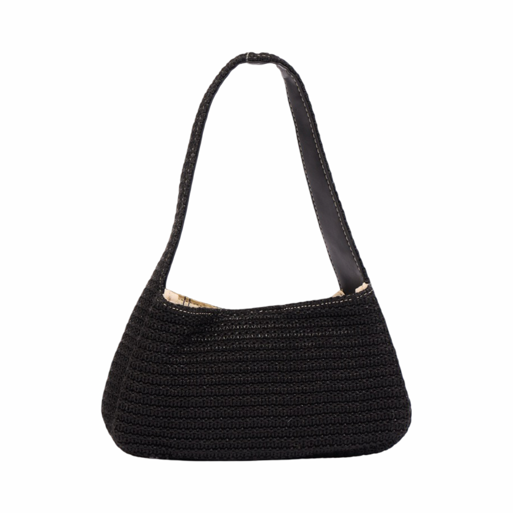 Everyday Earth – Straw Hobo Bag – Black