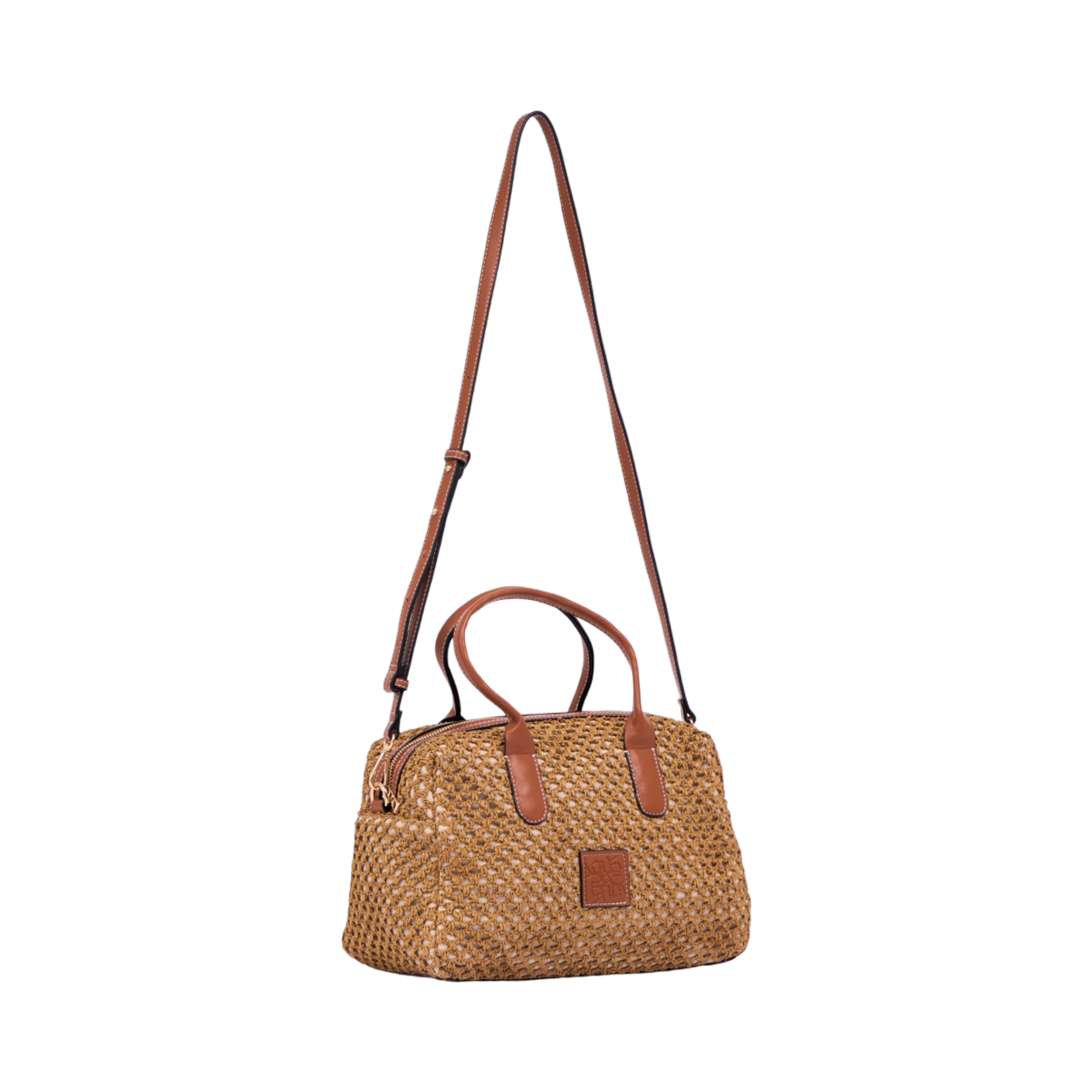 Everyday Earth – Straw Boston Shoulder Bag M – Brown