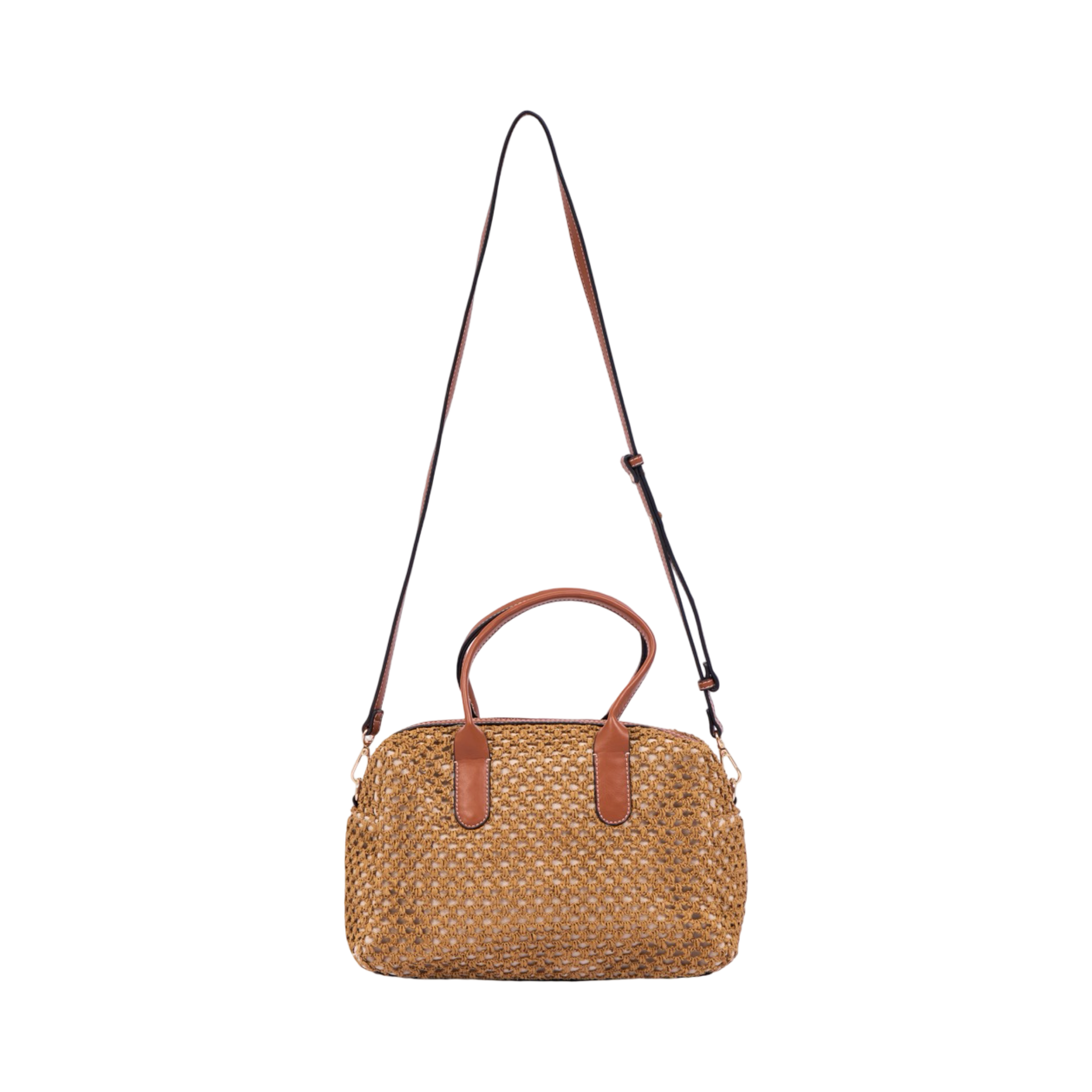 Everyday Earth – Straw Boston Shoulder Bag M – Brown