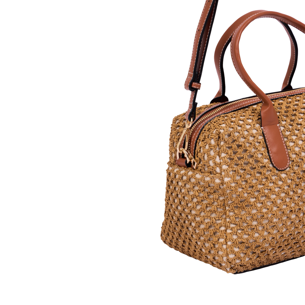 Everyday Earth – Straw Boston Shoulder Bag M – Brown