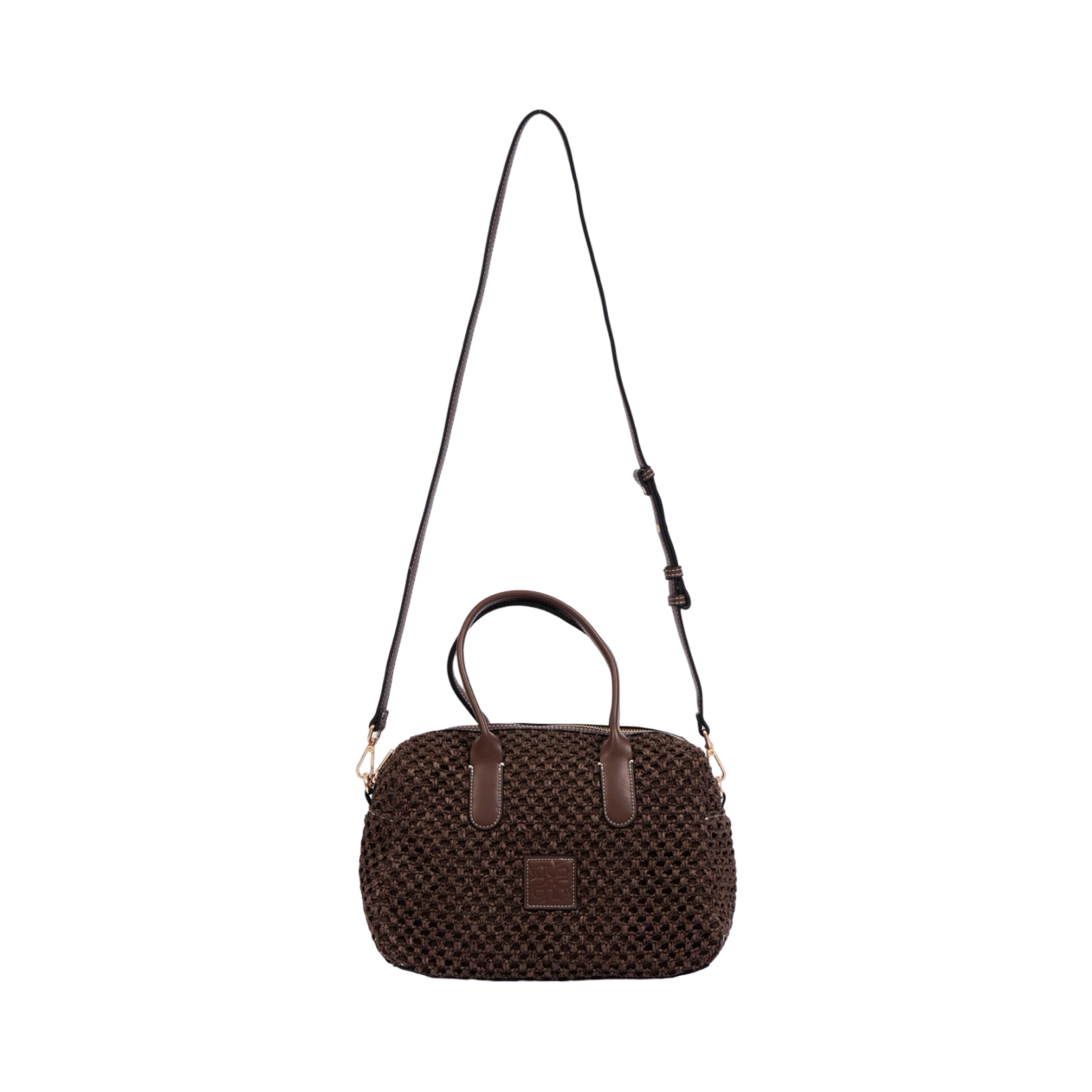 Everyday Earth – Straw Boston Shoulder Bag M – Mocha
