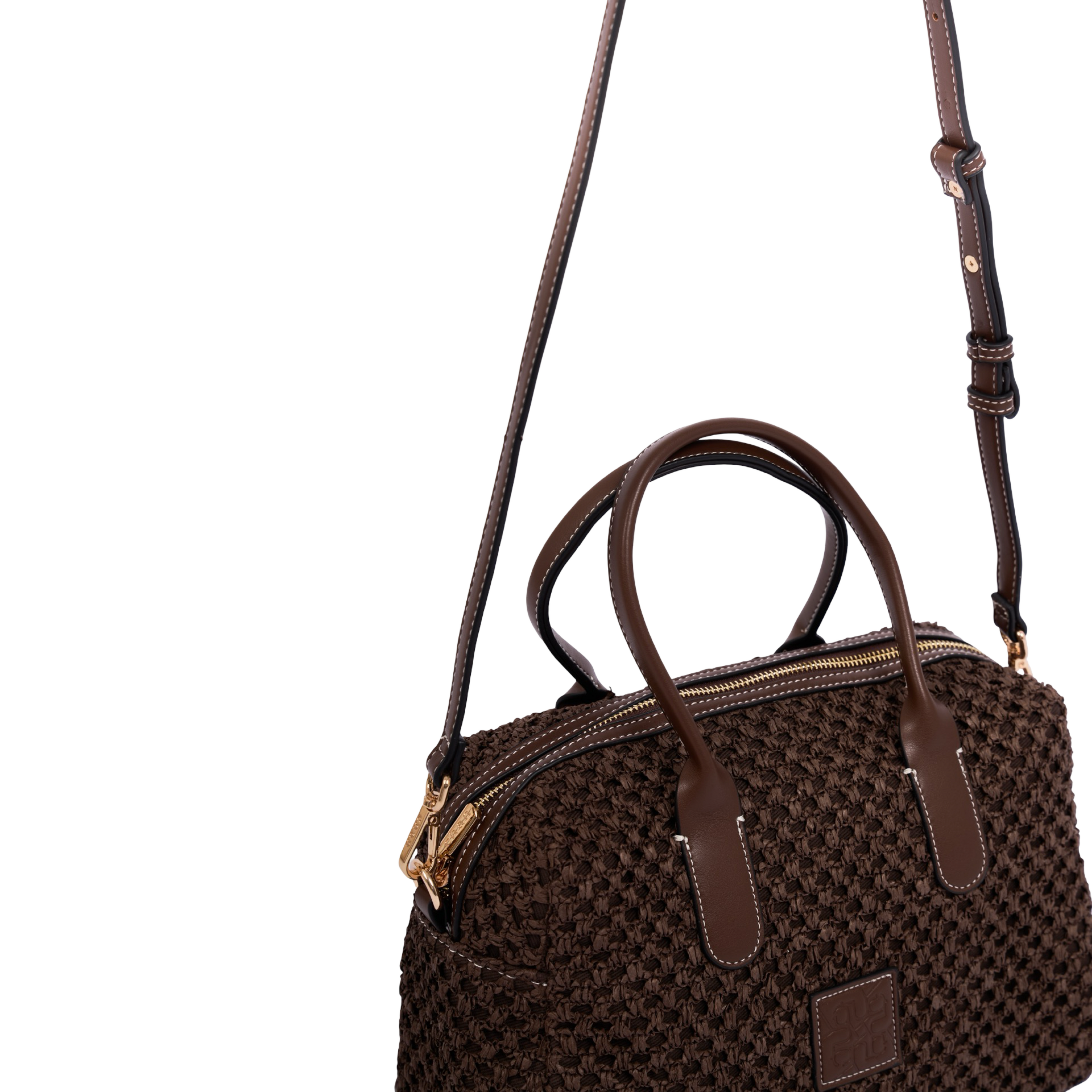Everyday Earth – Straw Boston Shoulder Bag M – Mocha