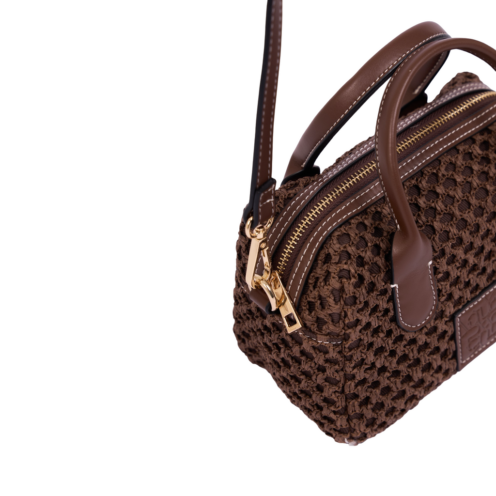 Everyday Earth – Straw Mini Boston Crossbody S – Mocha