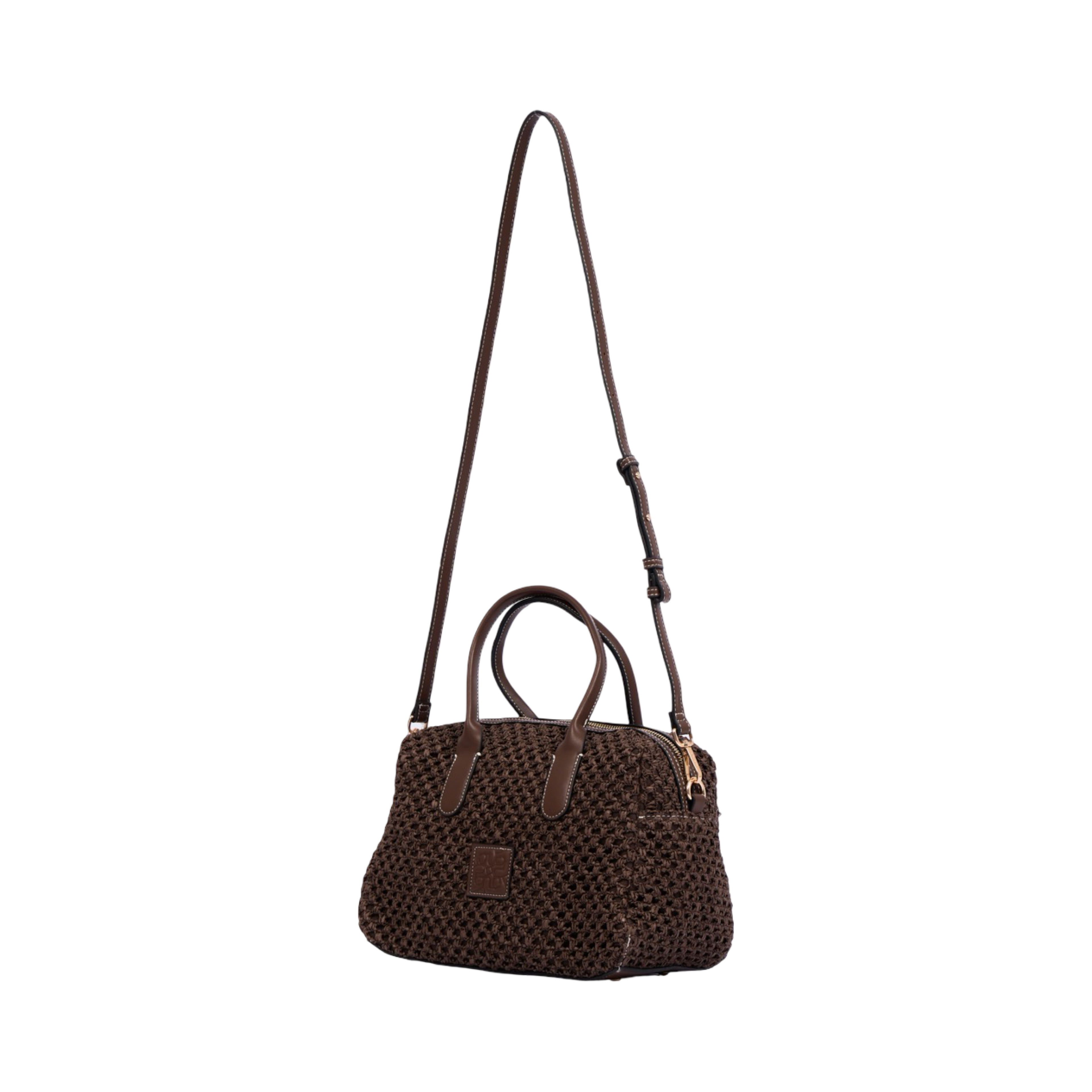 Everyday Earth – Straw Boston Shoulder Bag M – Mocha