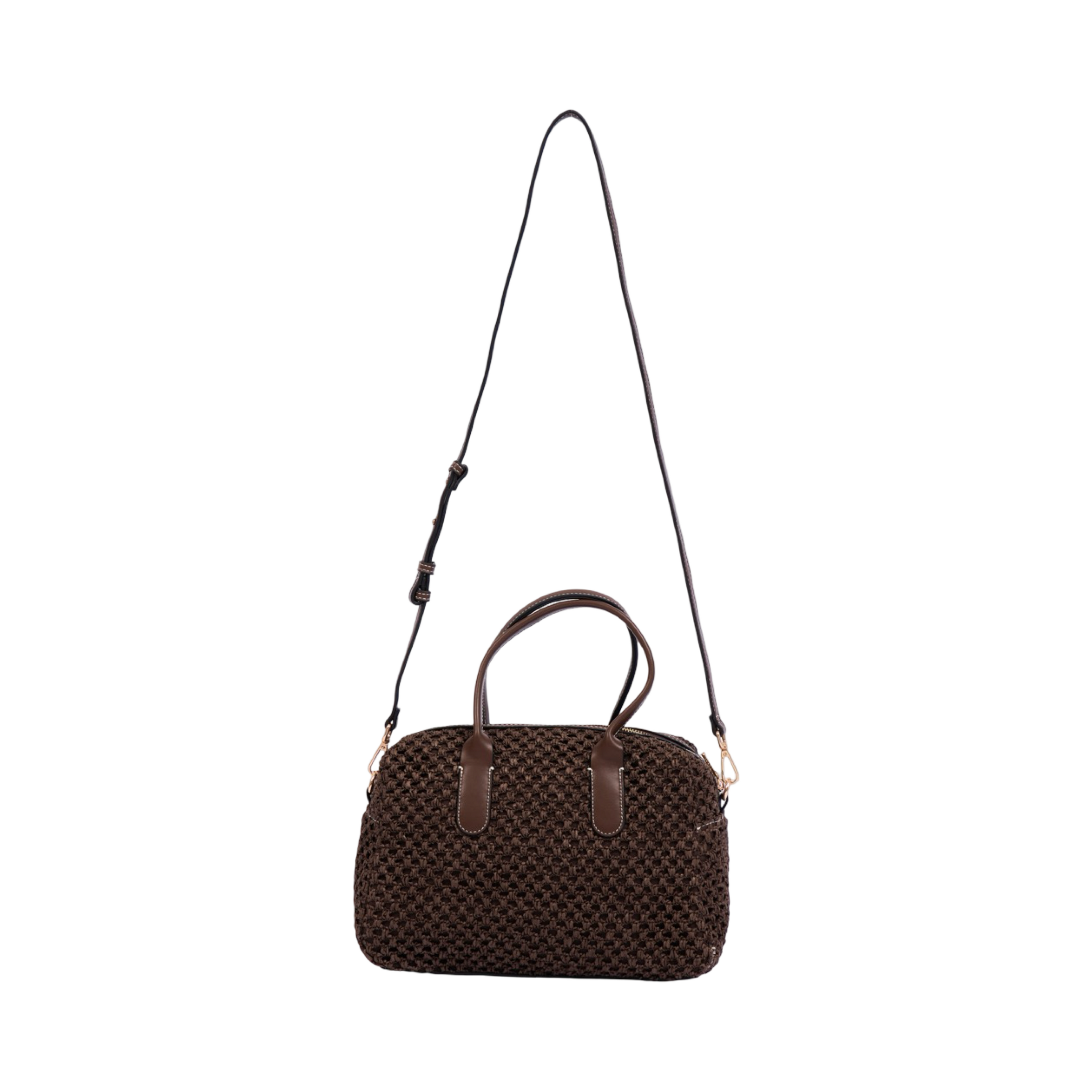 Everyday Earth – Straw Boston Shoulder Bag M – Mocha