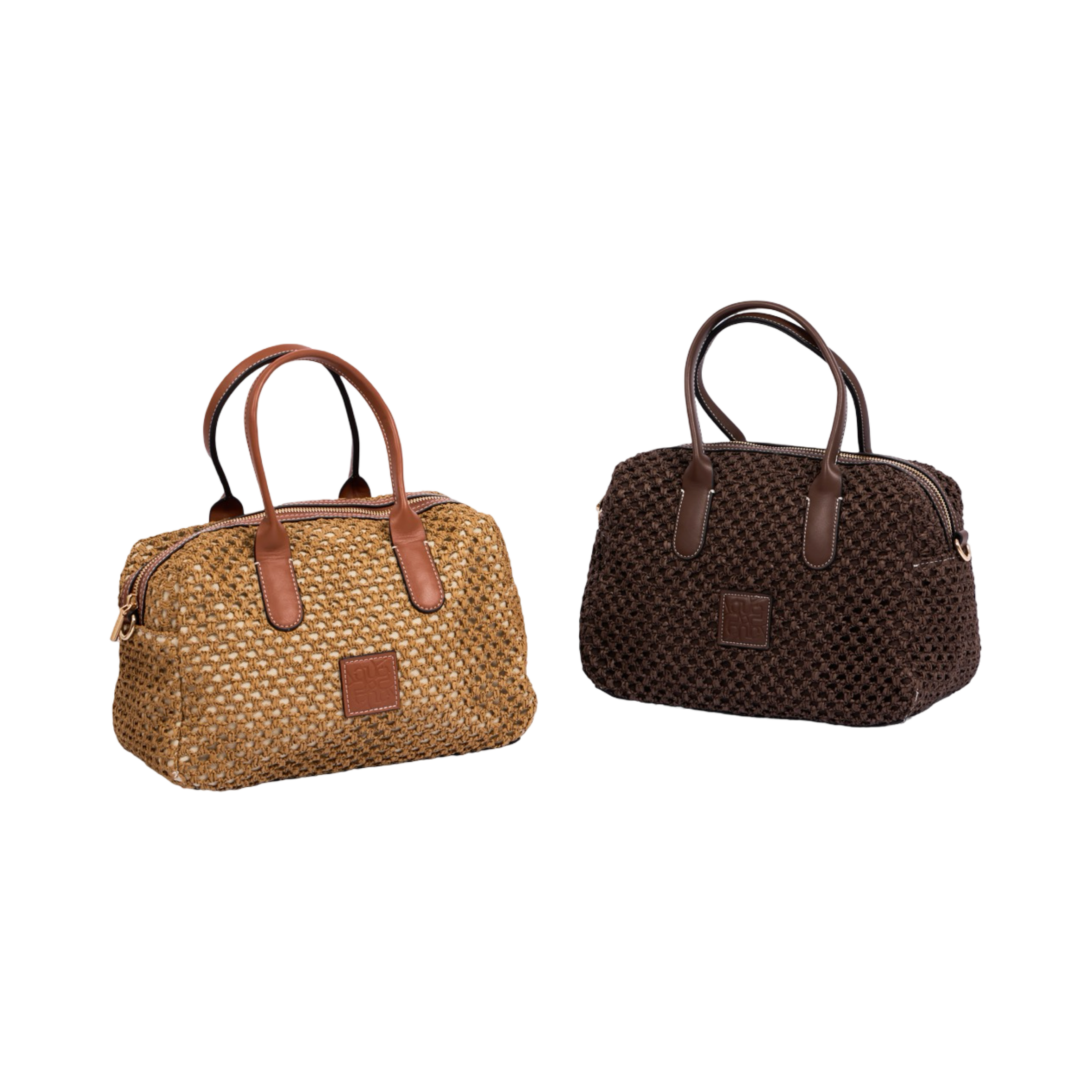 Everyday Earth – Straw Boston Shoulder Bag M – Mocha