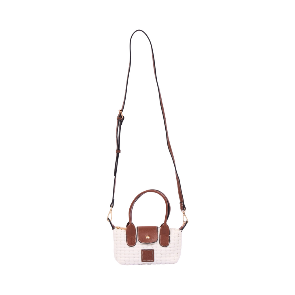 Midnight Weave – Woven Mini Shoulder Bag S – White