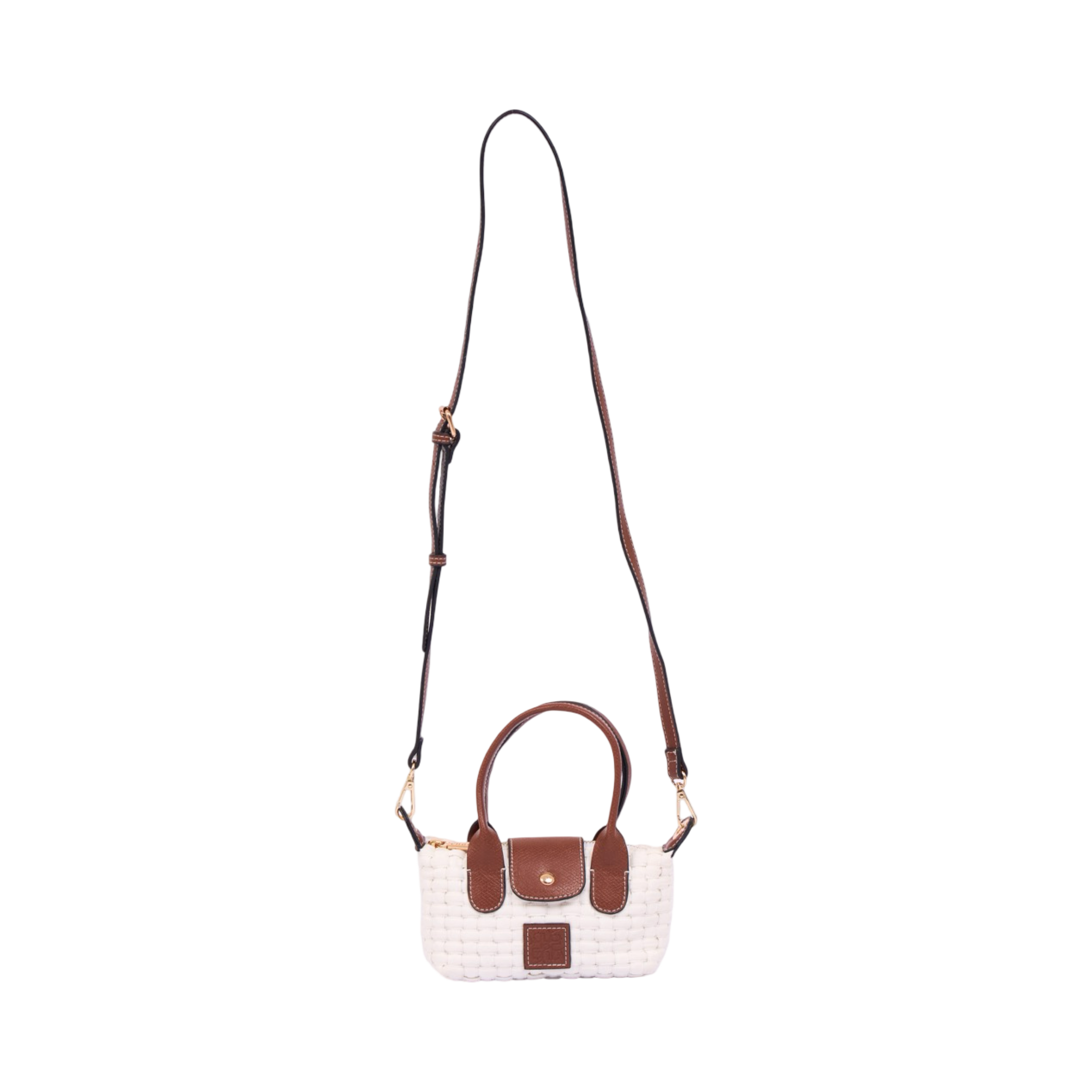 Midnight Weave – Woven Mini Shoulder Bag S – White