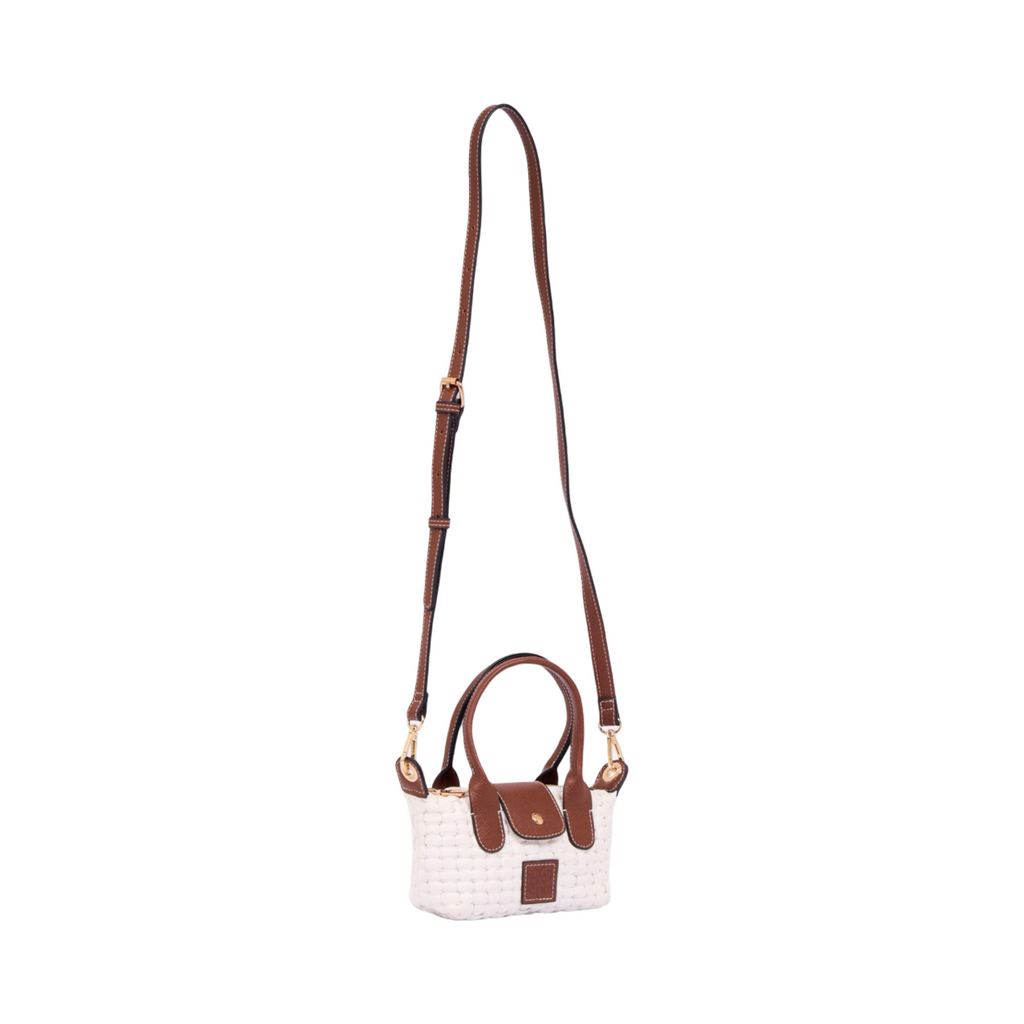 Midnight Weave – Woven Mini Shoulder Bag S – White