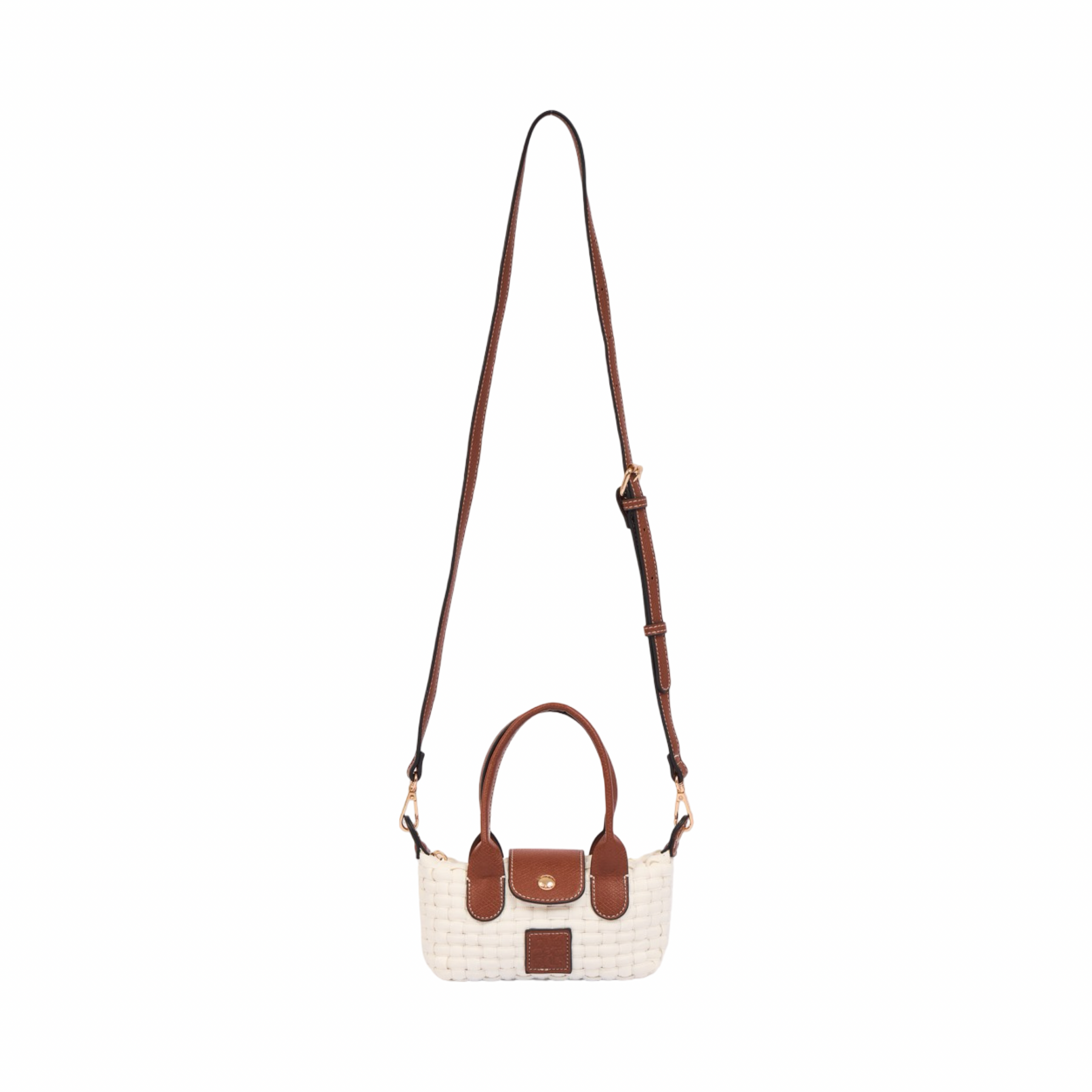 Midnight Weave – Woven Mini Shoulder Bag S – White