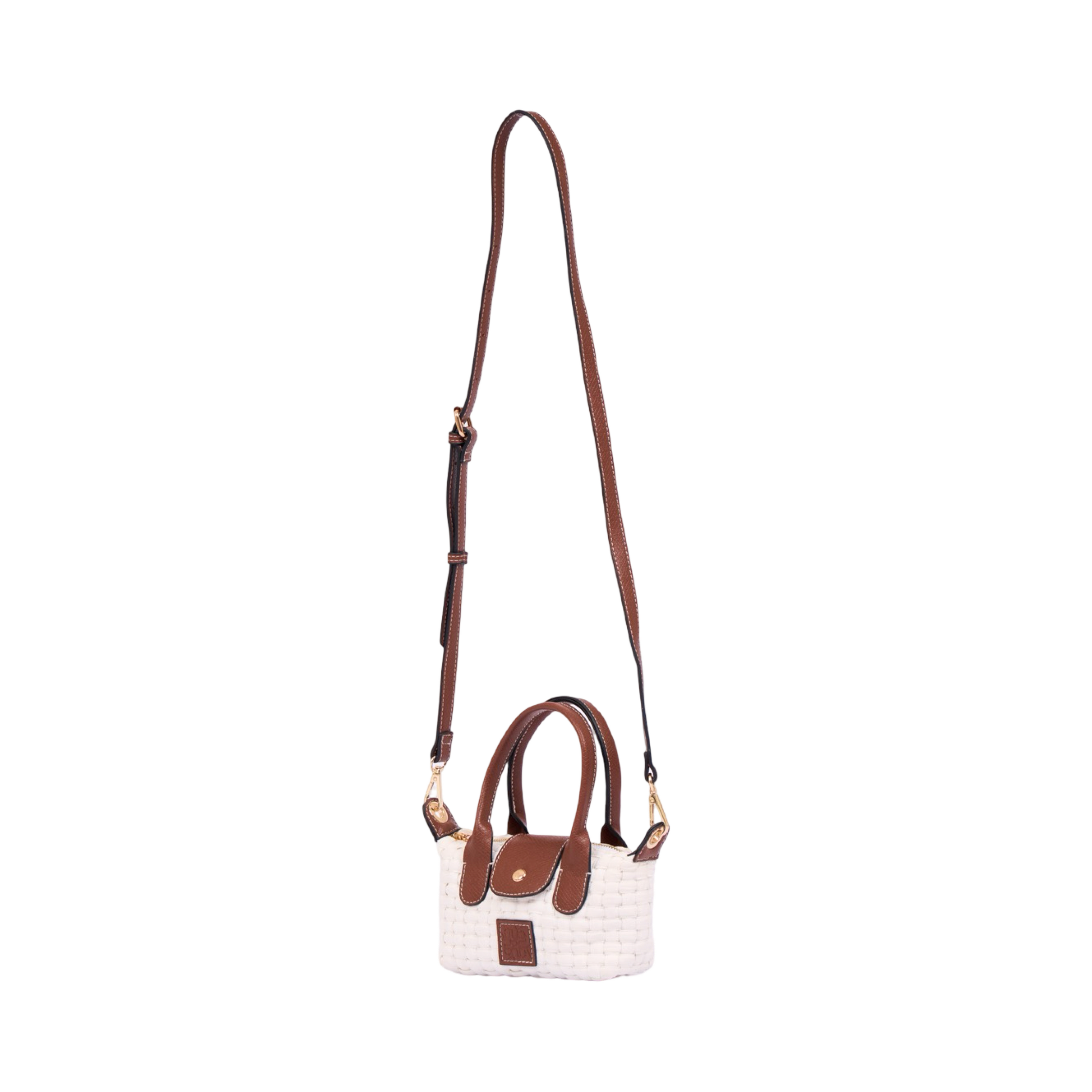 Midnight Weave – Woven Mini Shoulder Bag S – White