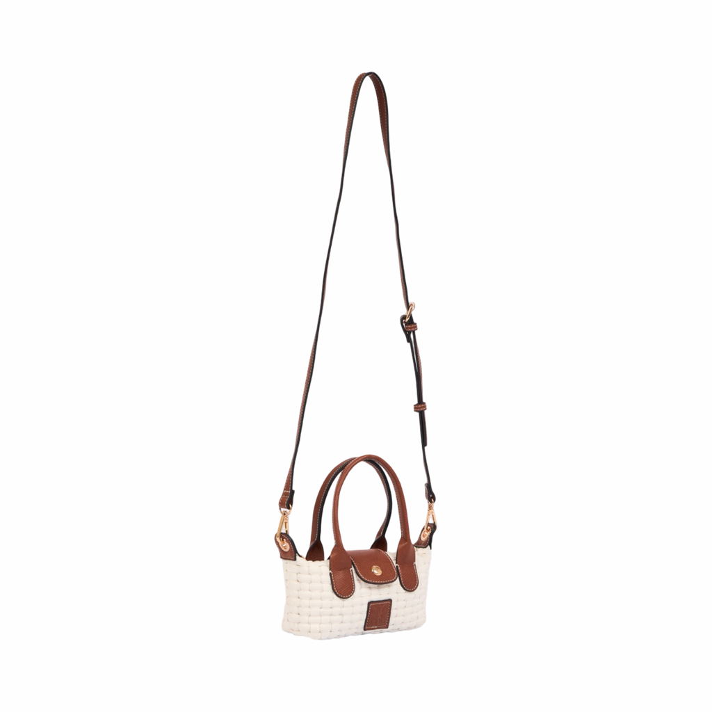 Midnight Weave – Woven Mini Shoulder Bag S – White