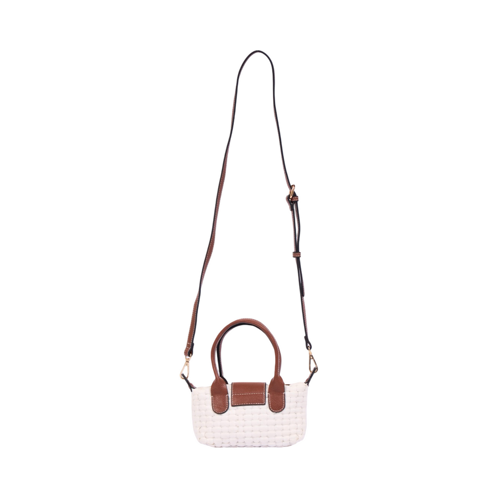 Midnight Weave – Woven Mini Shoulder Bag S – White
