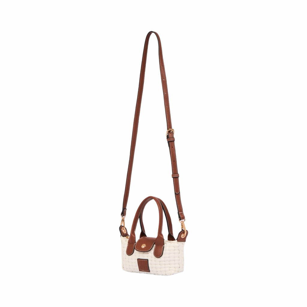Midnight Weave – Woven Mini Shoulder Bag S – White