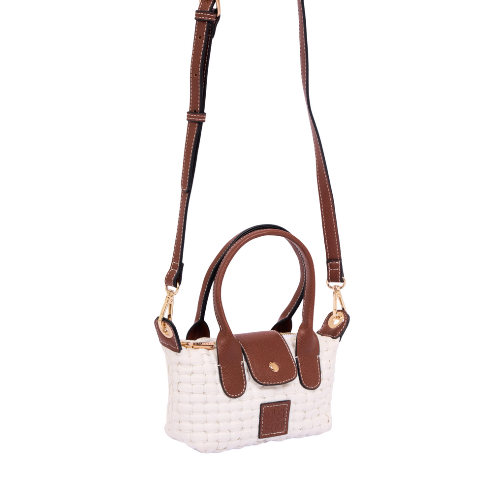 Midnight Weave – Woven Mini Shoulder Bag S – White