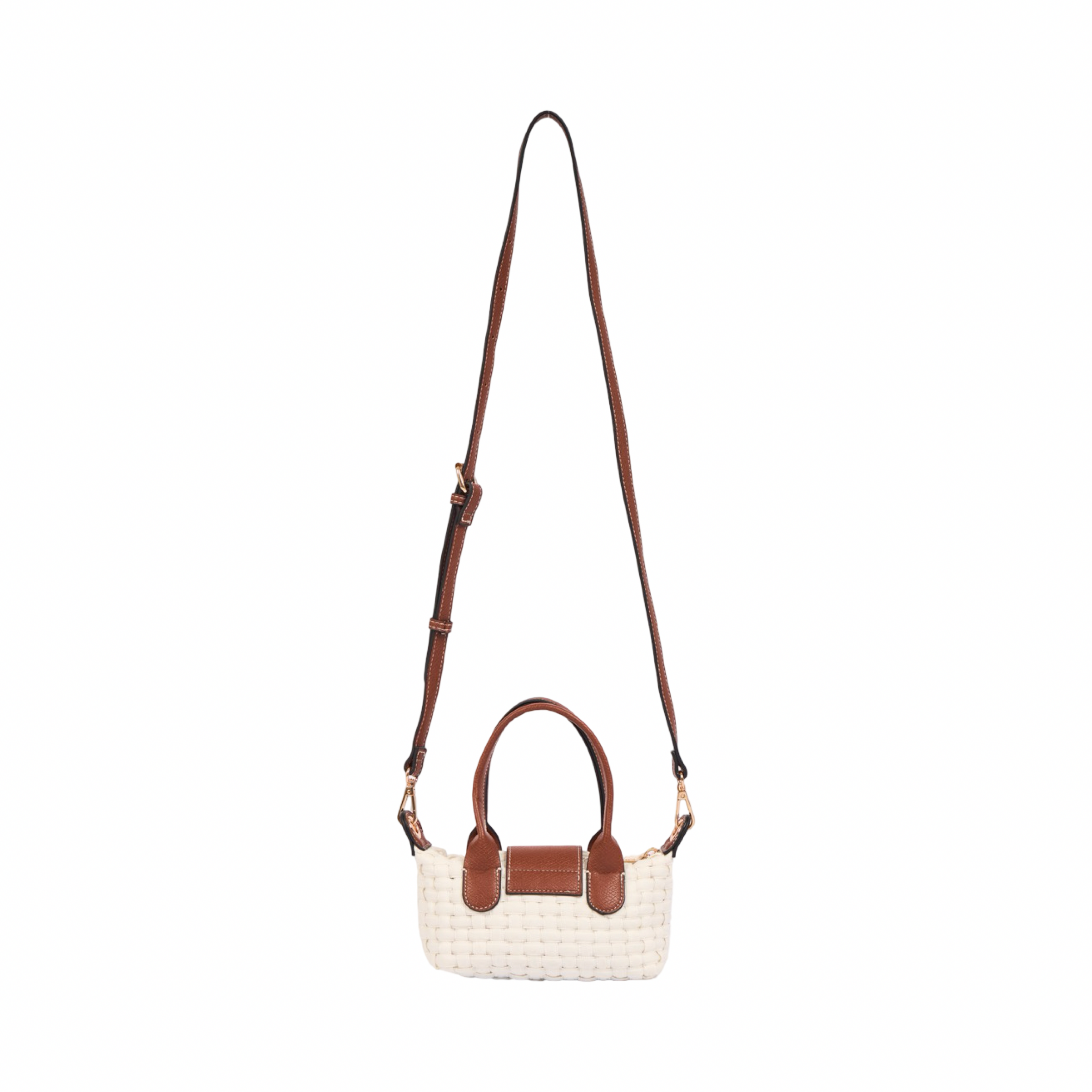 Midnight Weave – Woven Mini Shoulder Bag S – White
