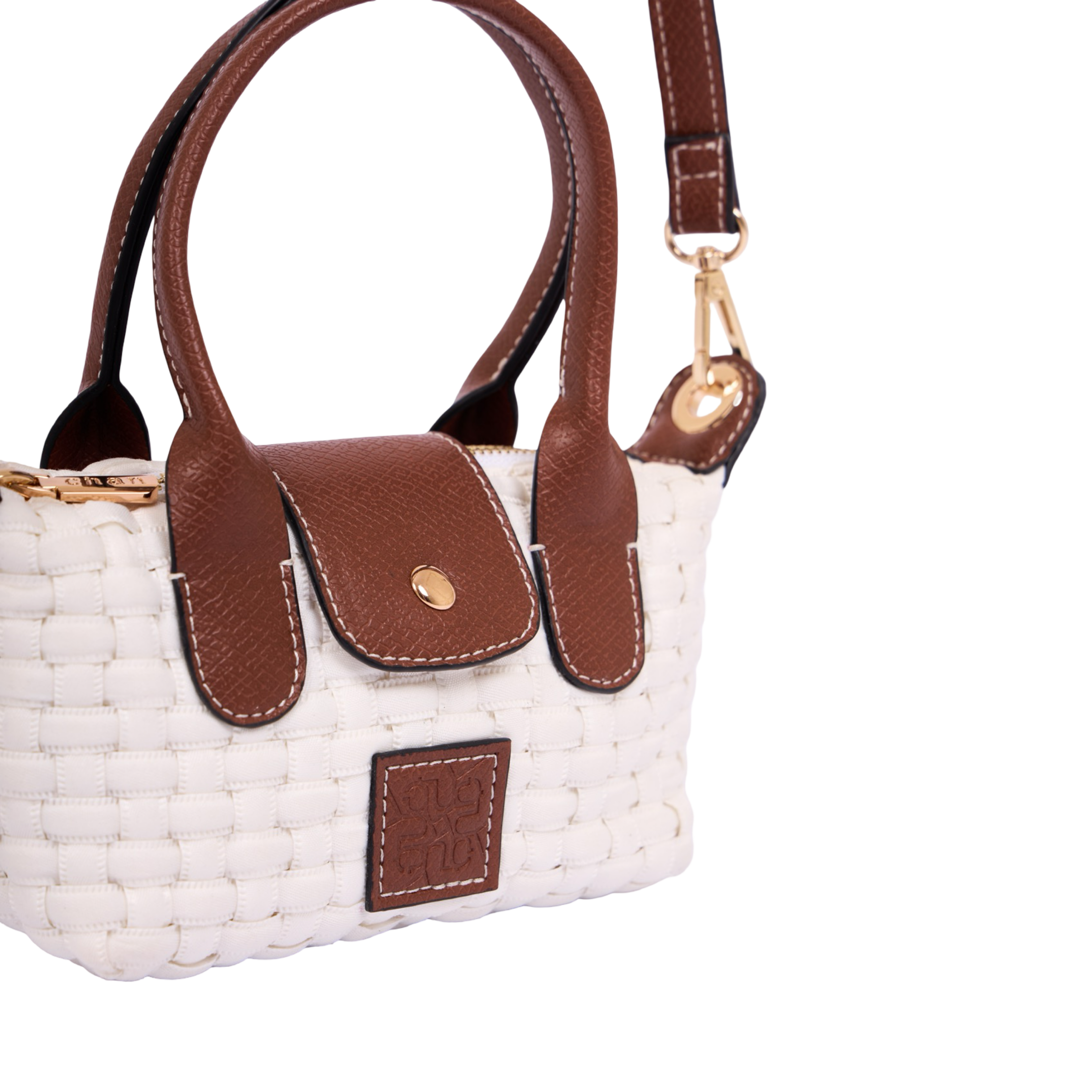 Midnight Weave – Woven Mini Shoulder Bag S – White