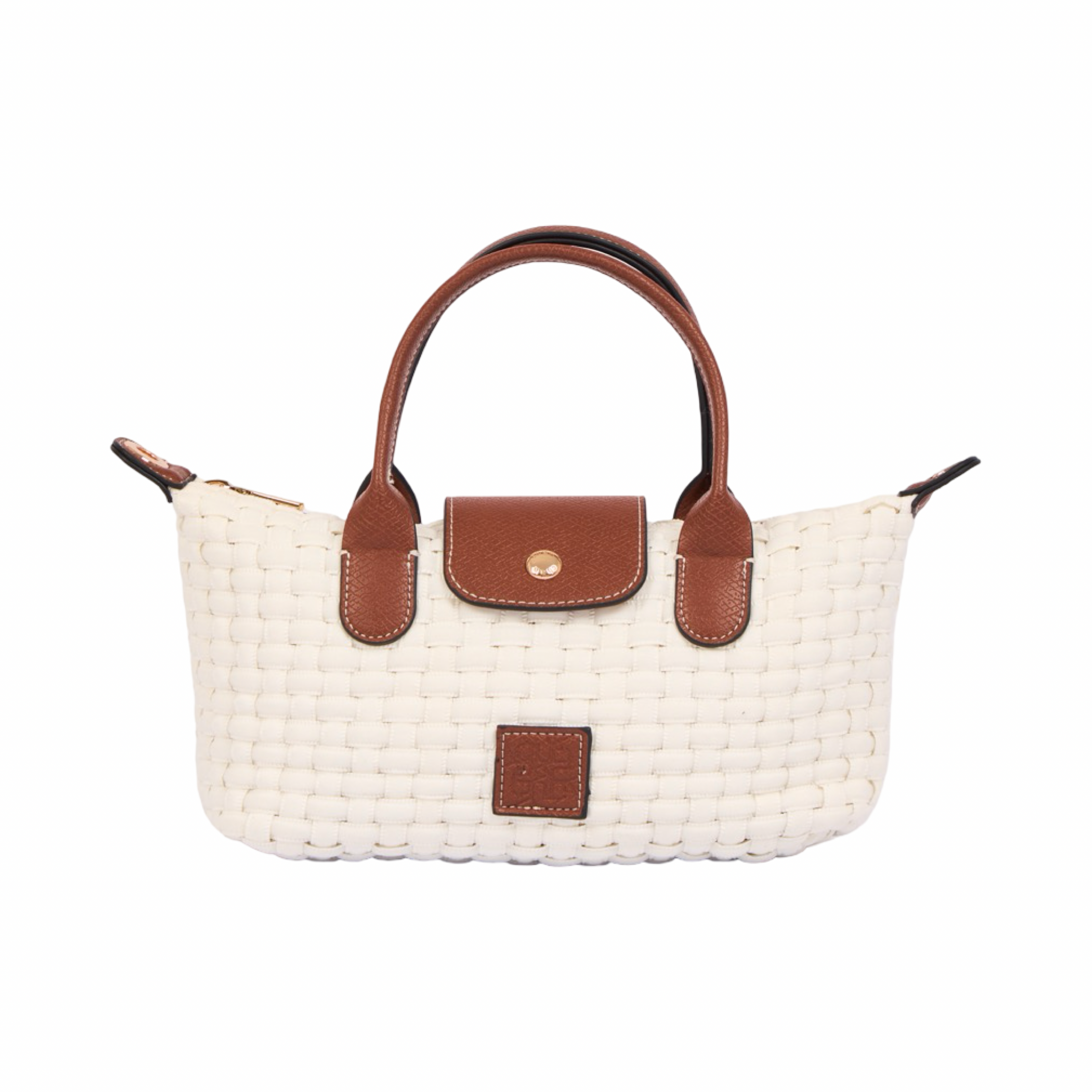 Midnight Weave – Woven Shoulder Bag M – White
