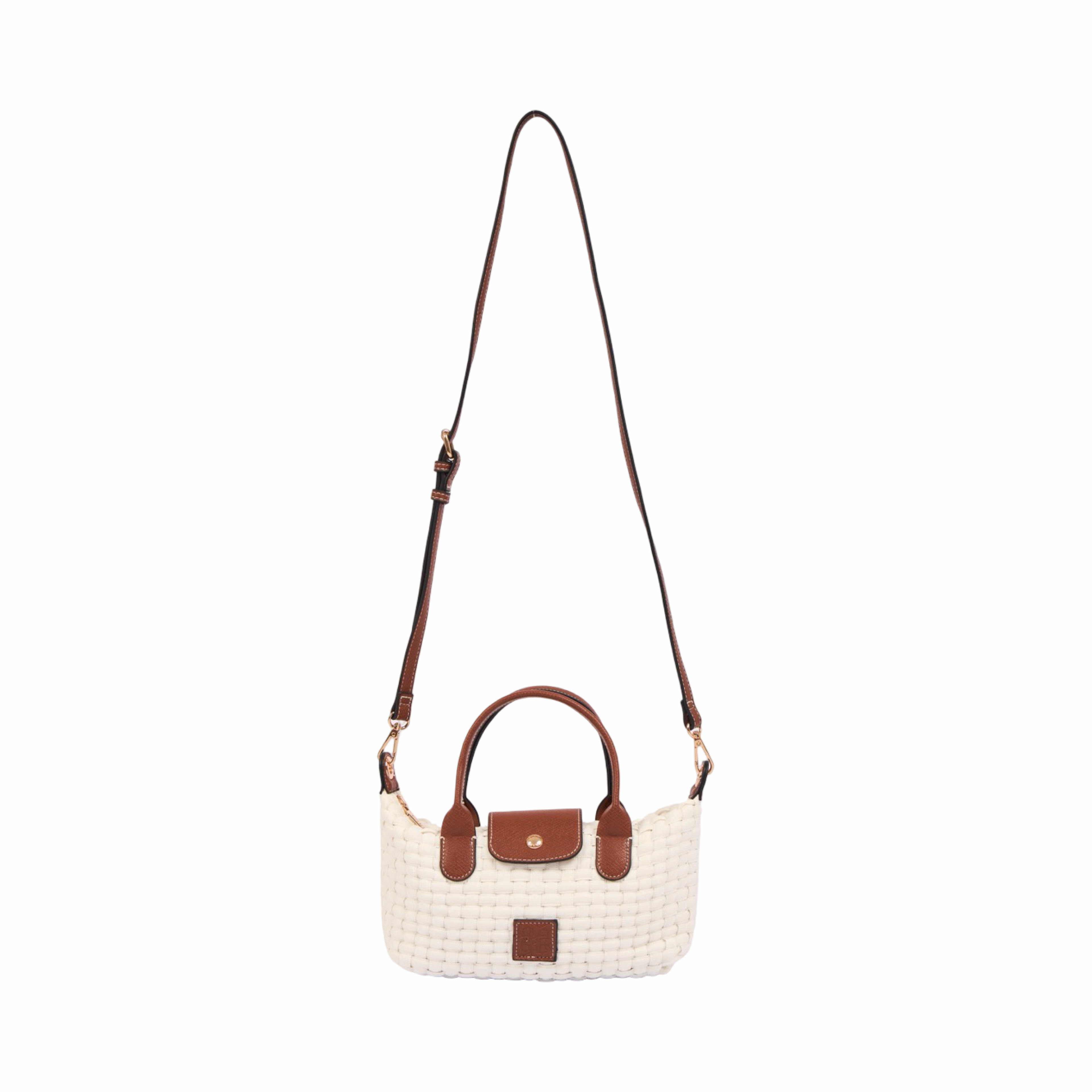 Midnight Weave – Woven Shoulder Bag M – White