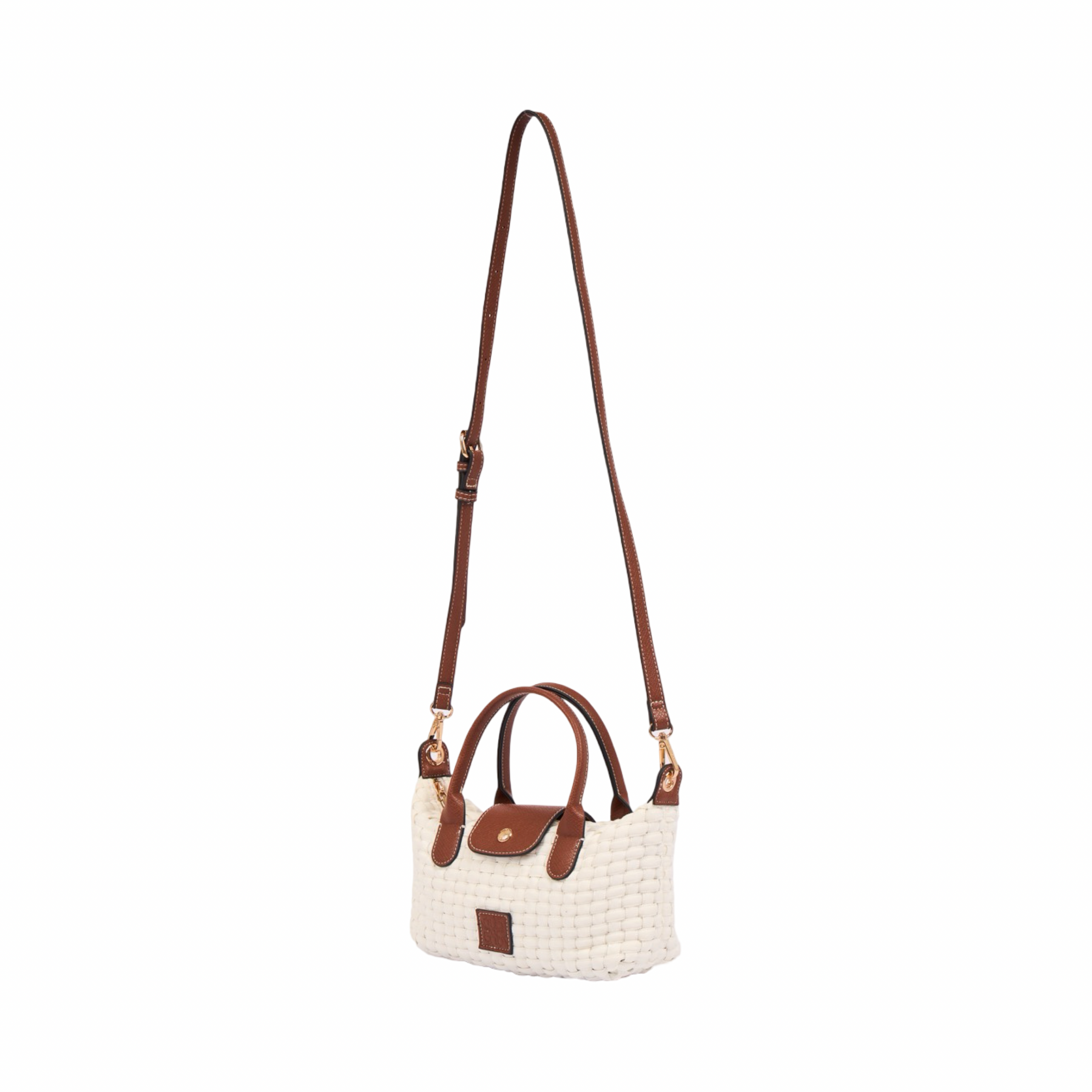 Midnight Weave – Woven Shoulder Bag M – White