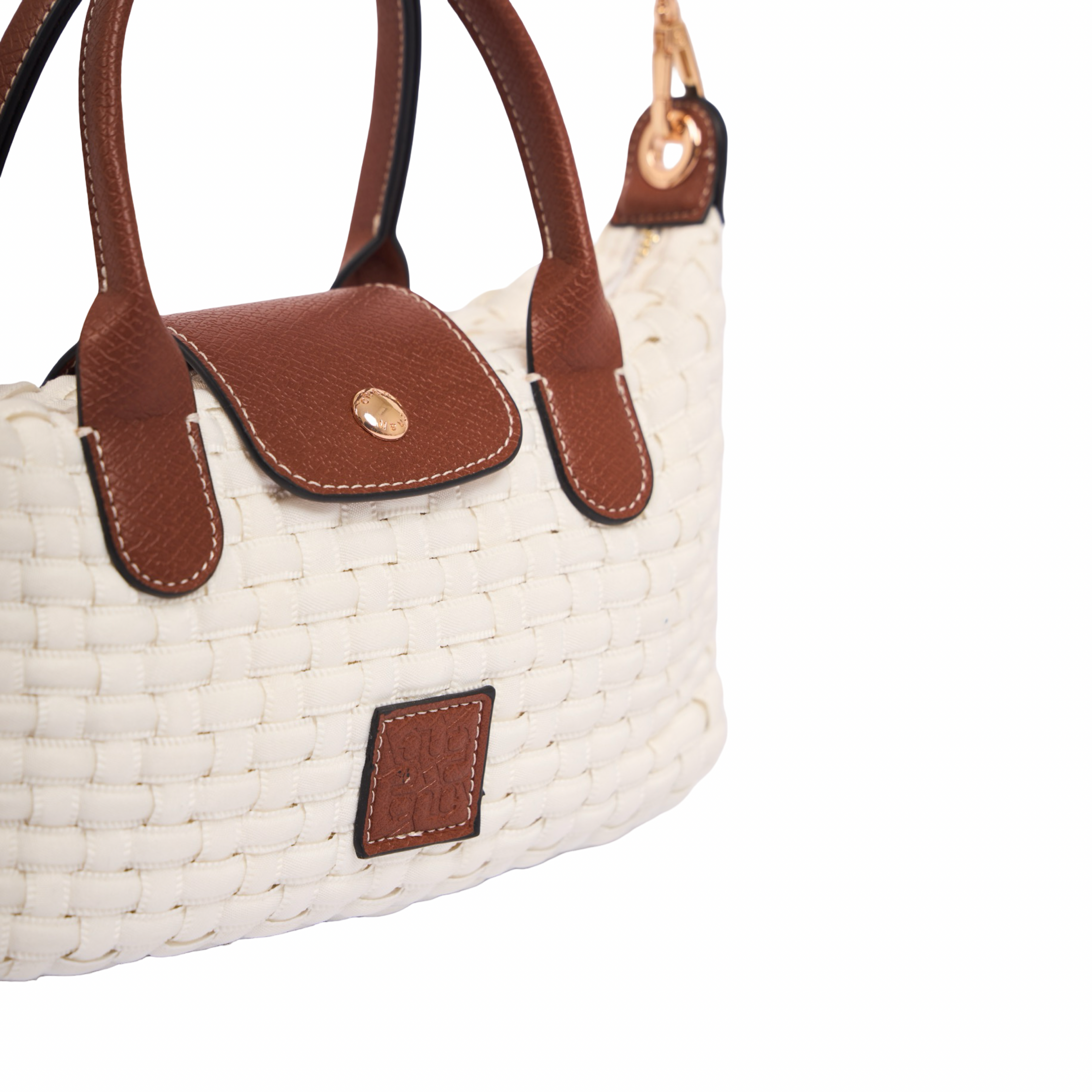 Midnight Weave – Woven Shoulder Bag M – White