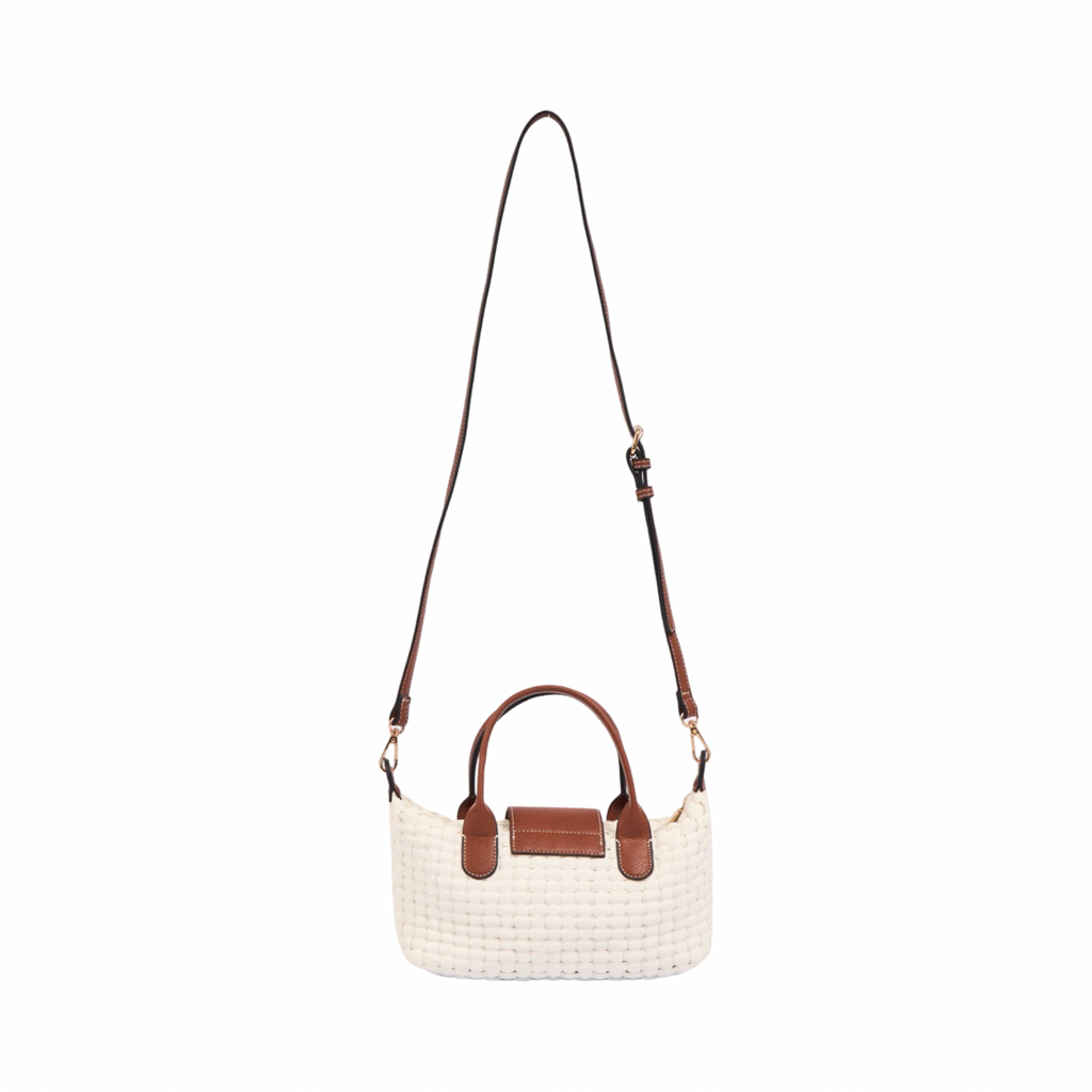 Midnight Weave – Woven Shoulder Bag M – White