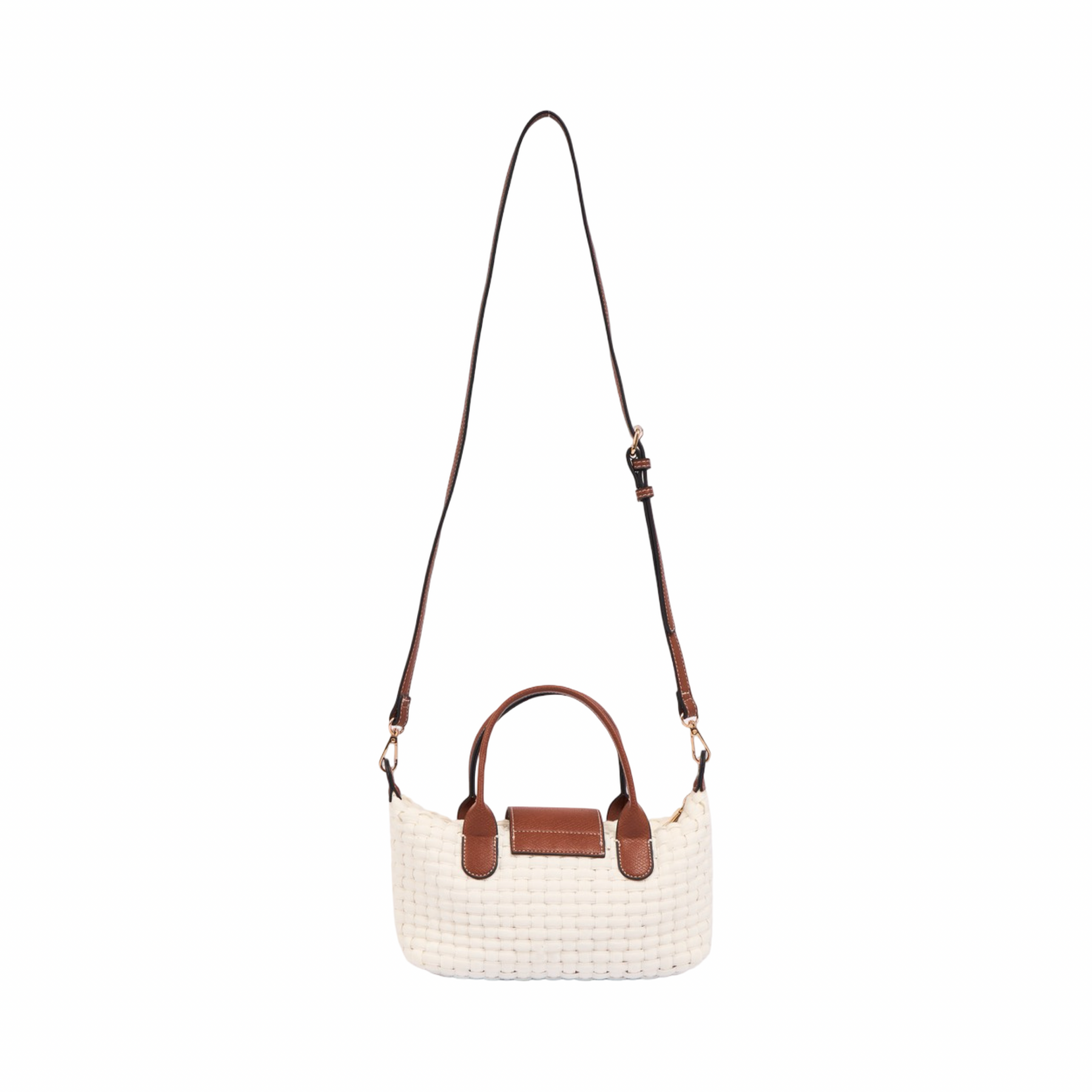 Midnight Weave – Woven Shoulder Bag M – White