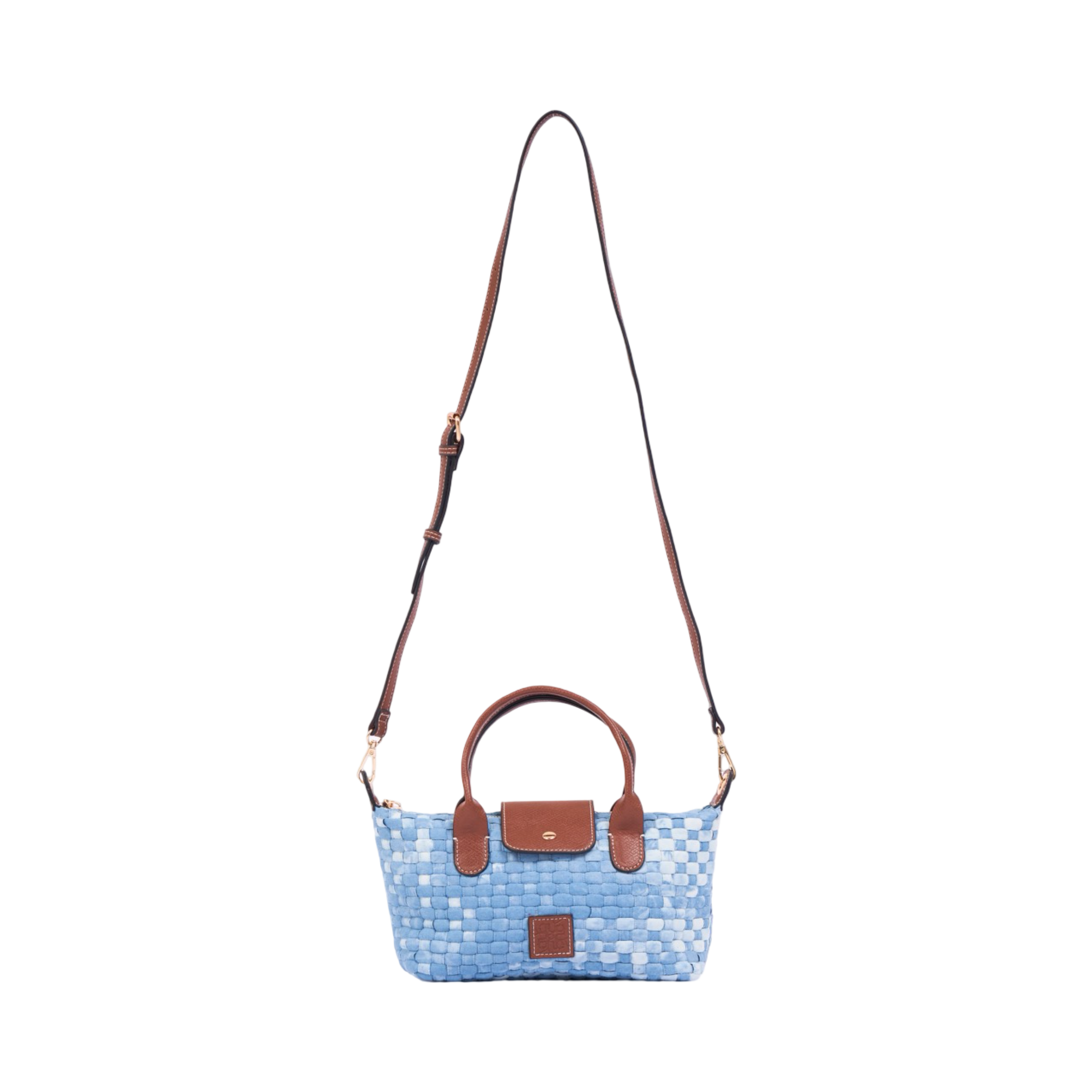 Midnight Weave – Woven Shoulder Bag M – Light Denim