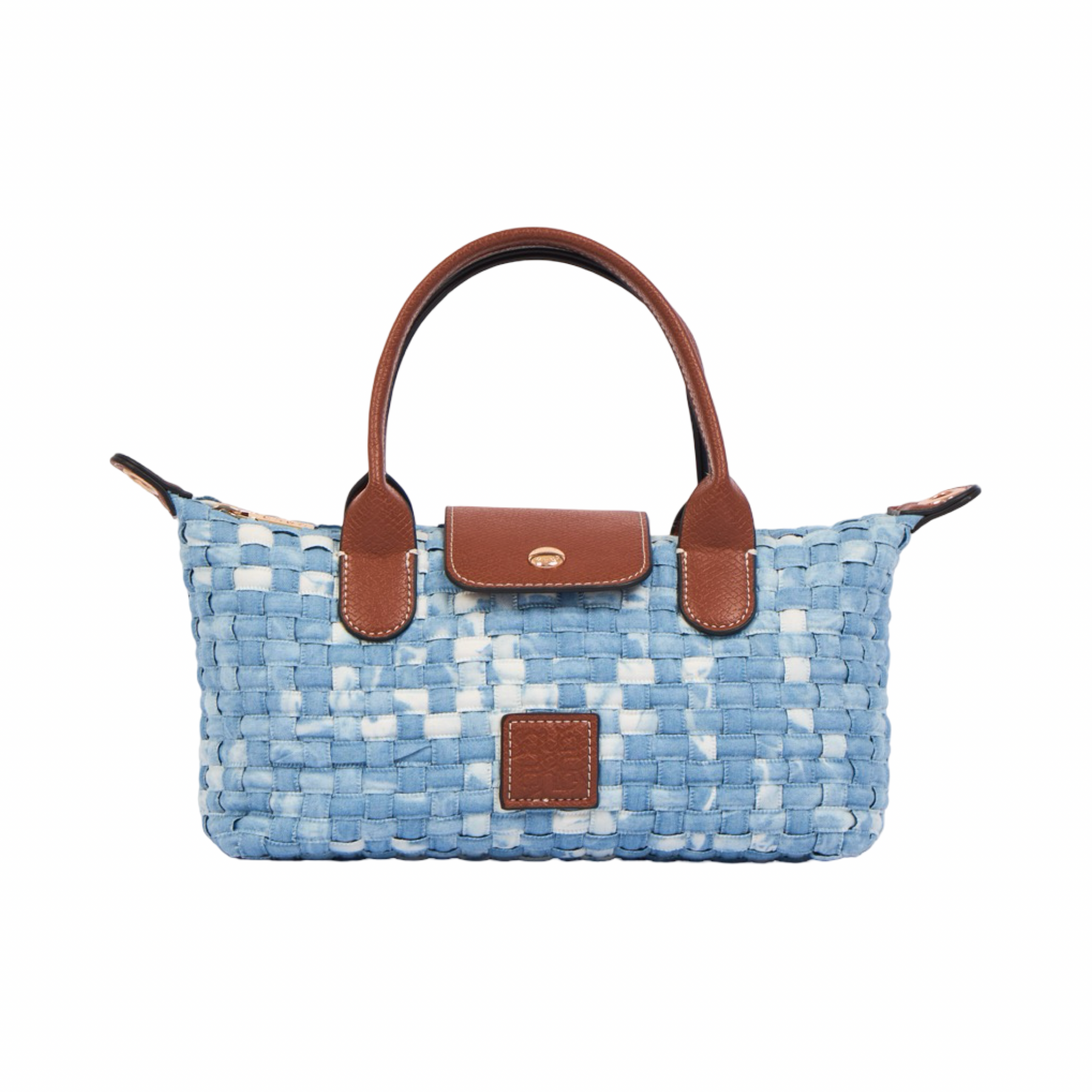 Midnight Weave – Woven Shoulder Bag M – Light Denim