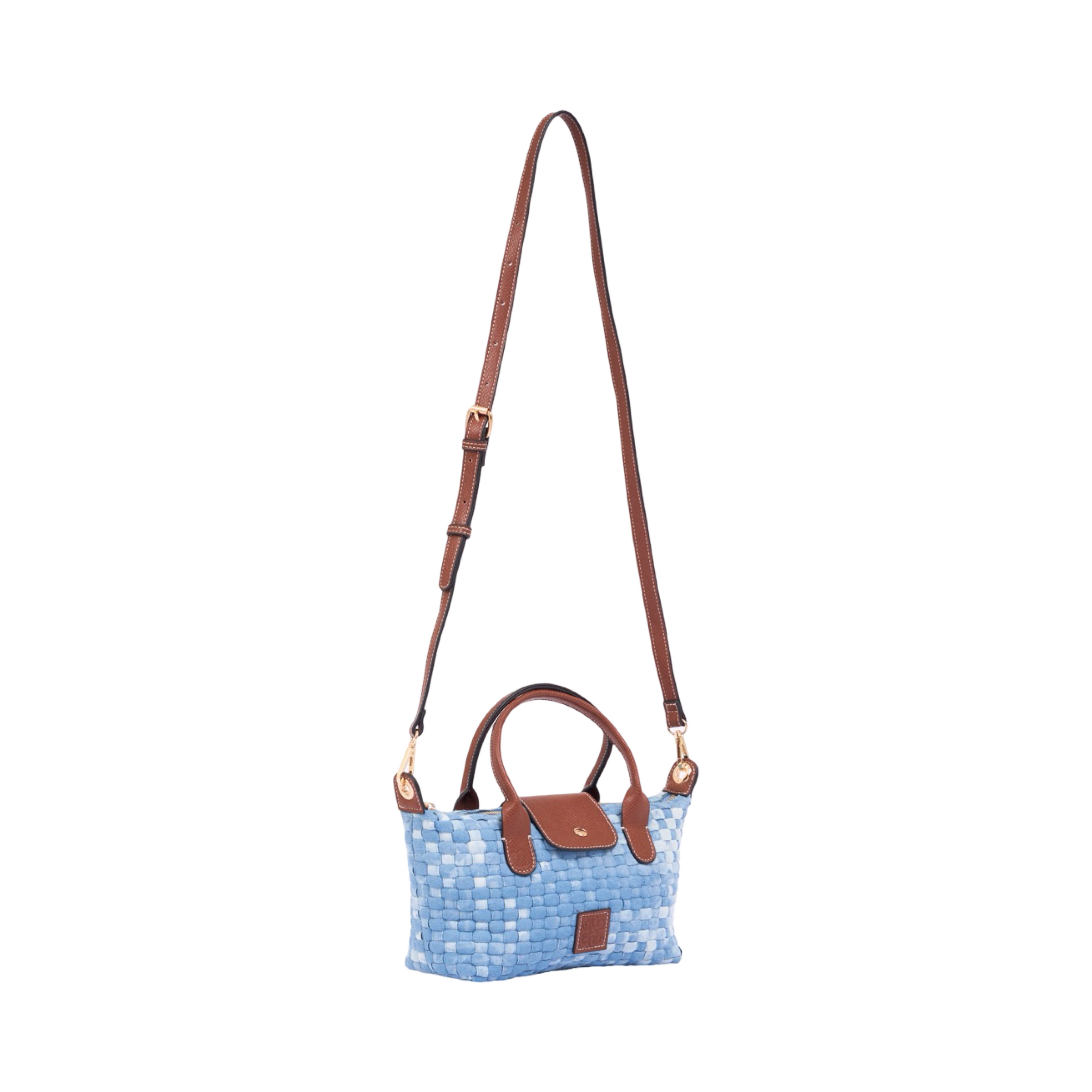 Midnight Weave – Woven Shoulder Bag M – Light Denim